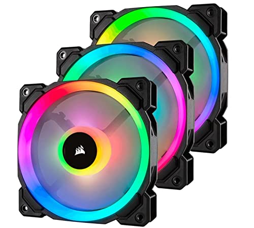 Corsair LL Series LL120 Black RGB 120mm Dual Light Loop RGB LED PWM Fan 3 Fan Pack with Lighting Node Pro (CO-9050072-WW)