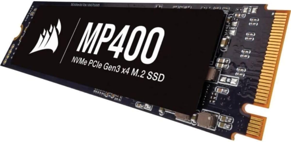 Corsair MP400 2TB M.2 NVMe PCIe x4 Gen3 SSD (Sequential Read Speeds of up to 3,480 MB/s, Write Speeds of up to 3,000 MB/s, High-Density 3D QLC NAND) Black