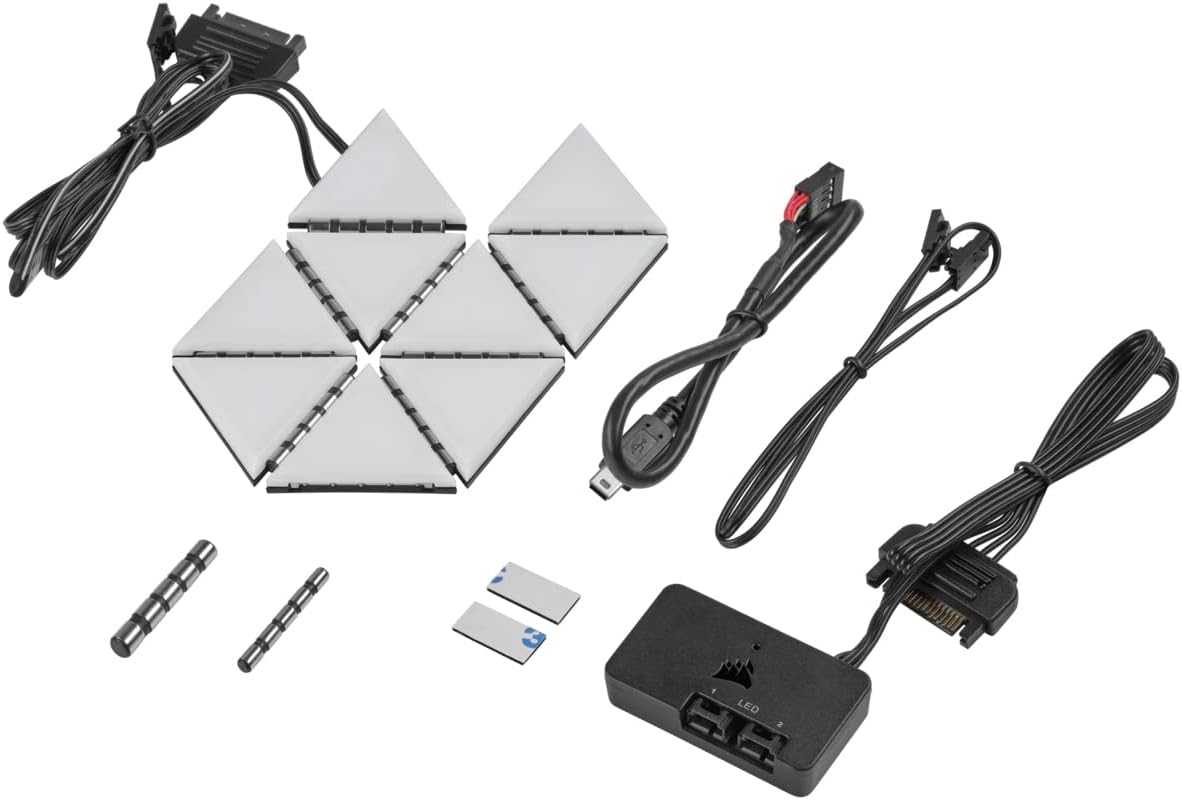 Corsair iCUE LC100 Case Accent Lighting Panels - Mini Triangle - 9X Tile Starter Kit
