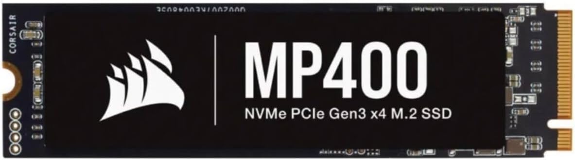 Corsair MP400 2TB M.2 NVMe PCIe x4 Gen3 SSD (Sequential Read Speeds of up to 3,480 MB/s, Write Speeds of up to 3,000 MB/s, High-Density 3D QLC NAND) Black