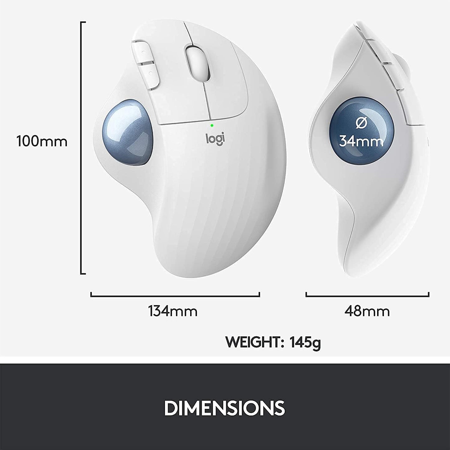 Logitech Ergo M575 Wireless Trackball Mouse- Off White