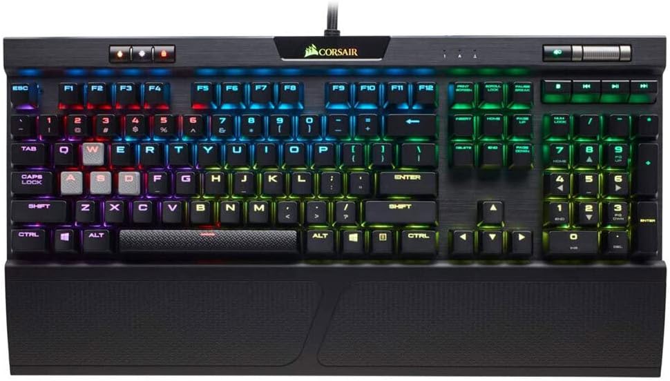 Corsair K70 RGB MK.2 Rapidfire Mechanical Gaming Keyboard - USB Passthrough & Media Controls - Fastest & Linear - Cherry MX Speed - RGB LED Backlit