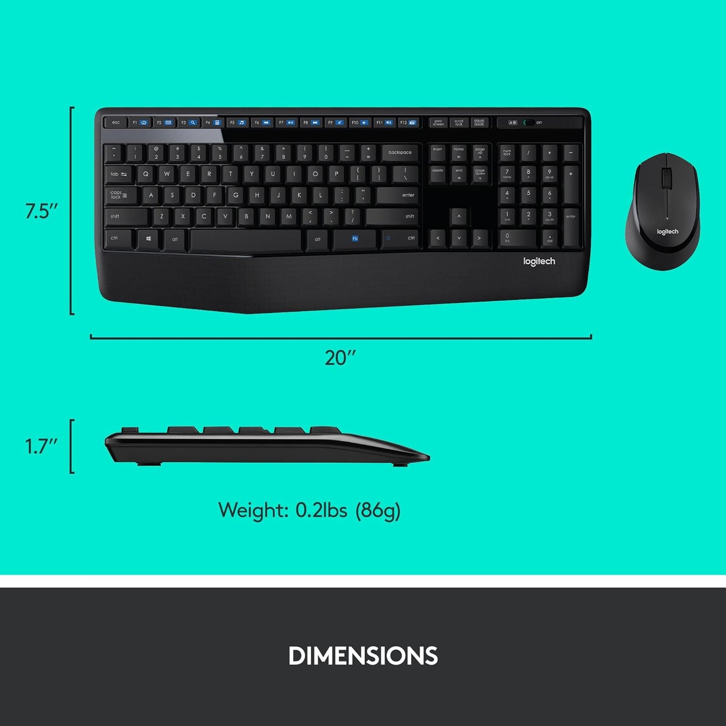 Logitech MK345 Wireless Keyboard and Optical Mouse Black