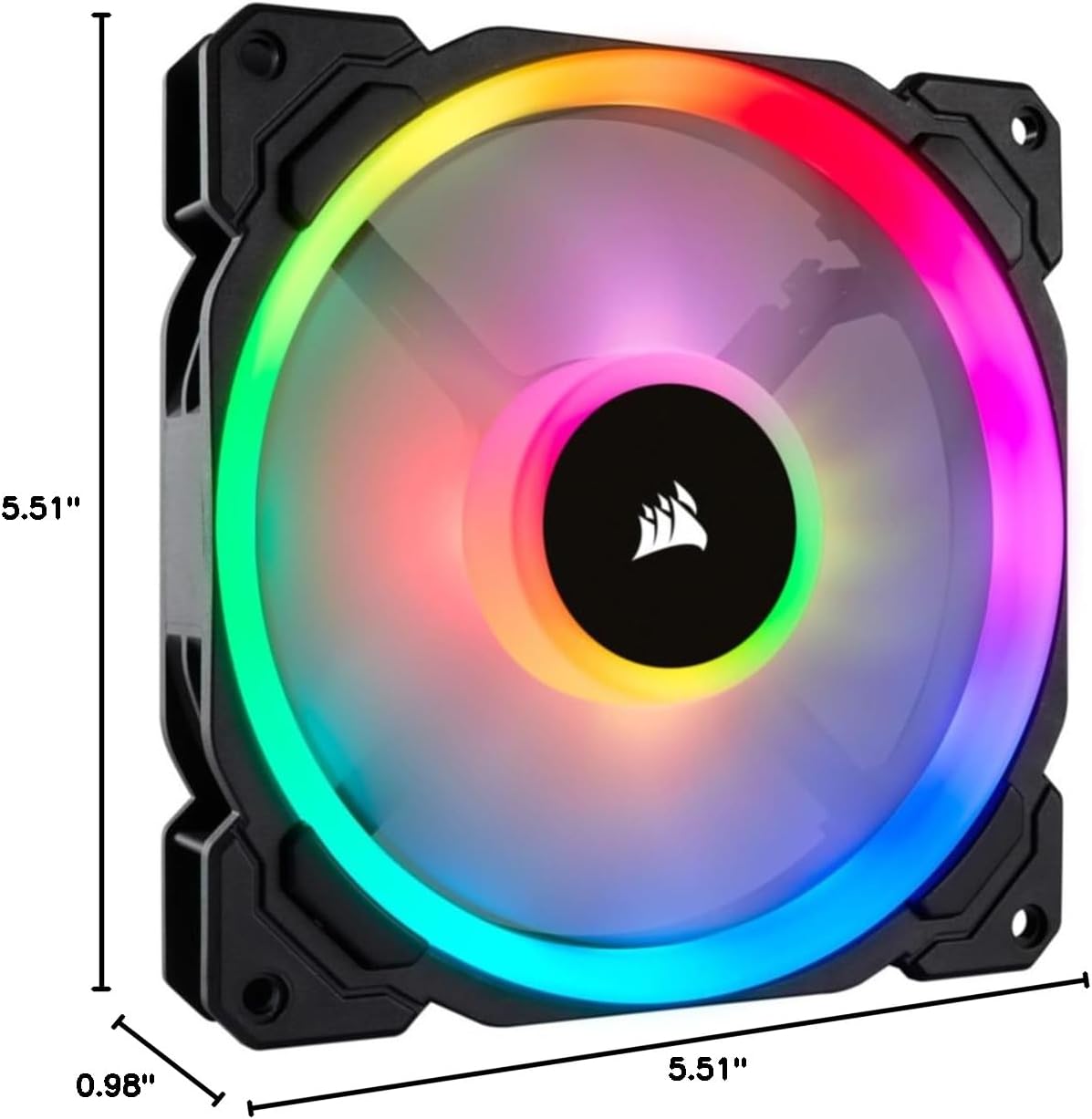 Corsair LL Series LL140 RGB 140mm Dual Light Loop RGB LED PWM Fan 2 Fan Pack with Lighting Node Pro, For Desktop