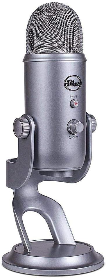 Blue Yeti USB Mic for Recording & Streaming on PC and Mac, 3 Condenser Capsules, 4 Pickup Patterns, Headphone Output and Volume Control, Mic Gain Control, Adjustable Stand, Plug & Play - Space Gray