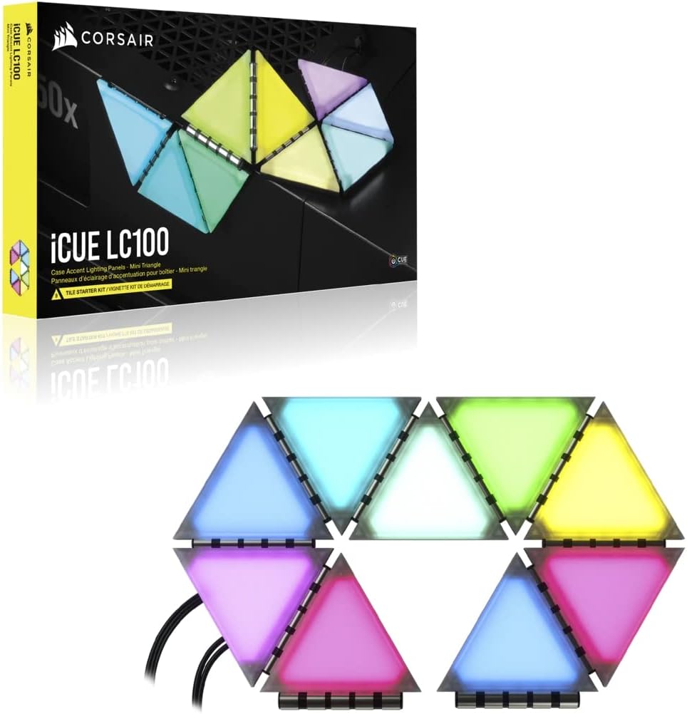 Corsair iCUE LC100 Case Accent Lighting Panels - Mini Triangle - 9X Tile Starter Kit