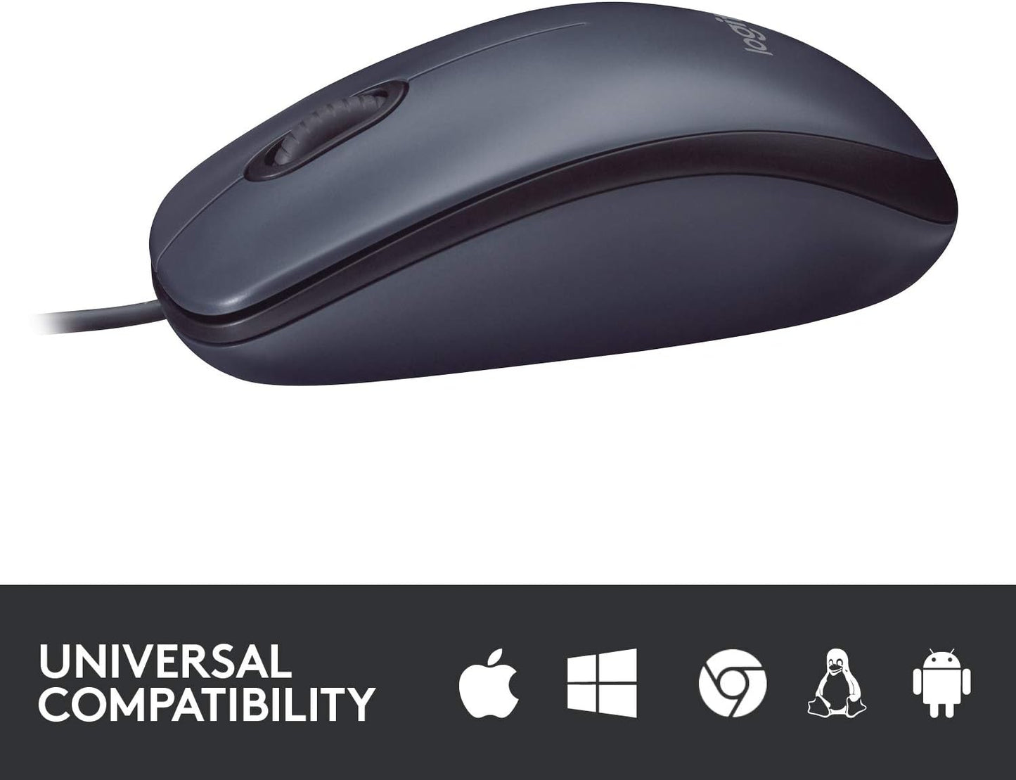 Logitech M100 Wired USB Mouse- Grey