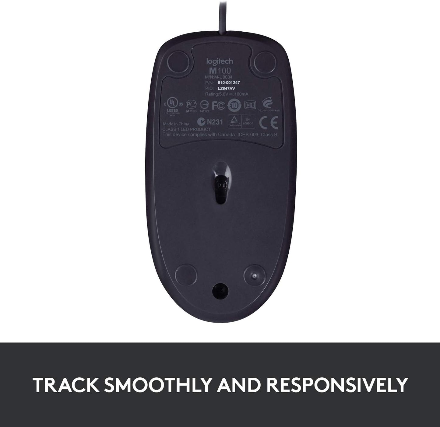 Logitech M100 Wired USB Mouse- Grey
