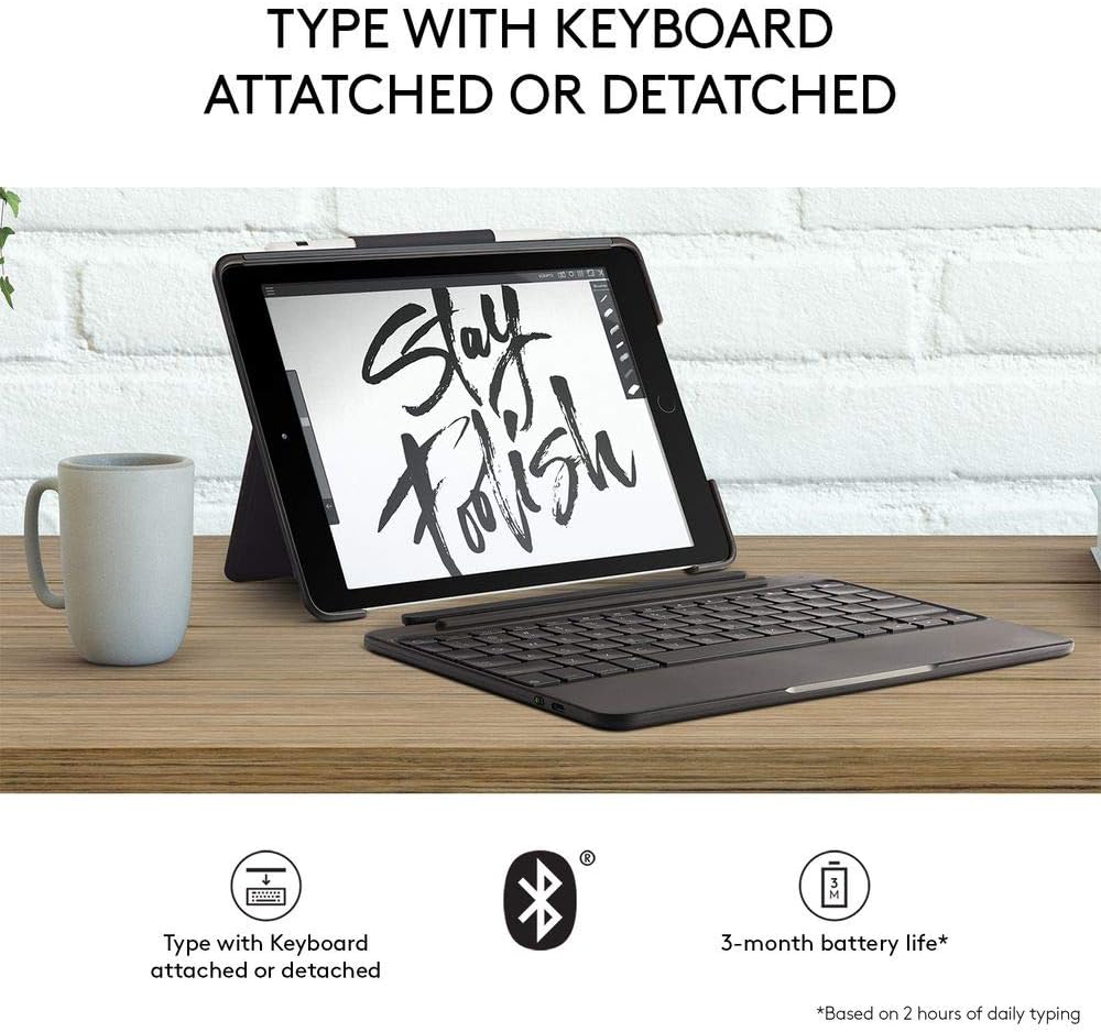 Logitech Slim Combo Case with Detachable Backlit Bluetooth Keyboard for iPad