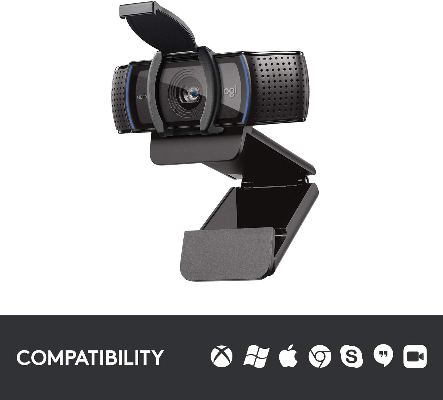 Logitech C920S HD Pro Webcam, Full HD 1080p/30fps Video Calling, Clear Stereo Audio, Light Correction, Privacy Shutter, Works with Skype, Zoom, FaceTime, Hangouts, PC/Mac/Laptop/Tablet/XBox - Black