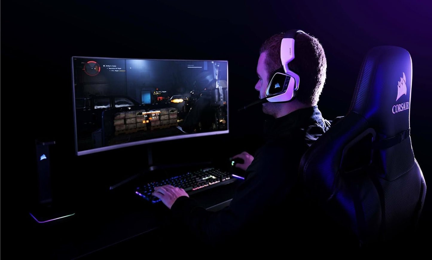 Corsair VOID RGB Elite Wireless Premium Gaming Headset with 7.1 Surround Sound, White