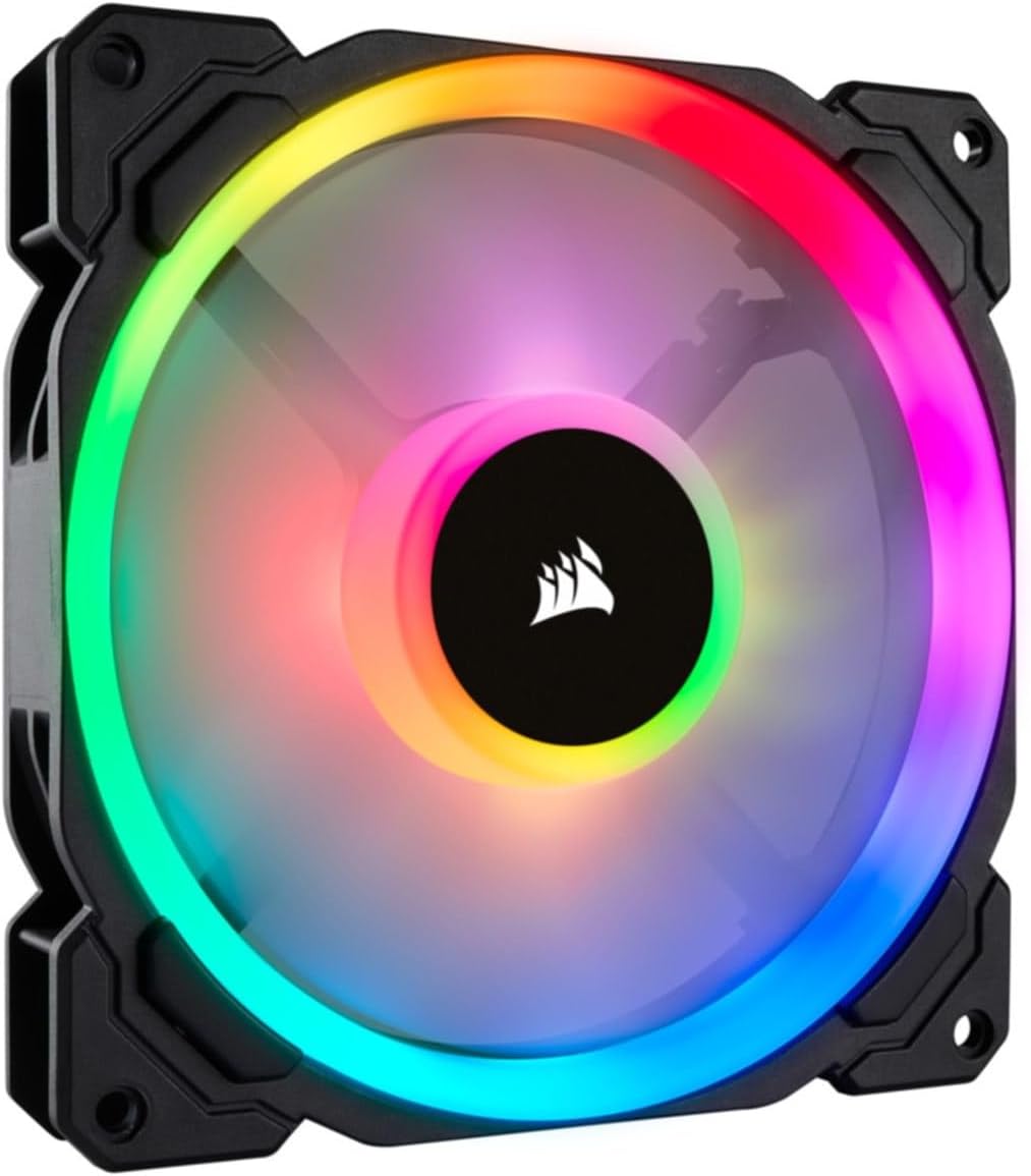 Corsair LL Series LL140 RGB 140mm Dual Light Loop RGB LED PWM Fan 2 Fan Pack with Lighting Node Pro, For Desktop