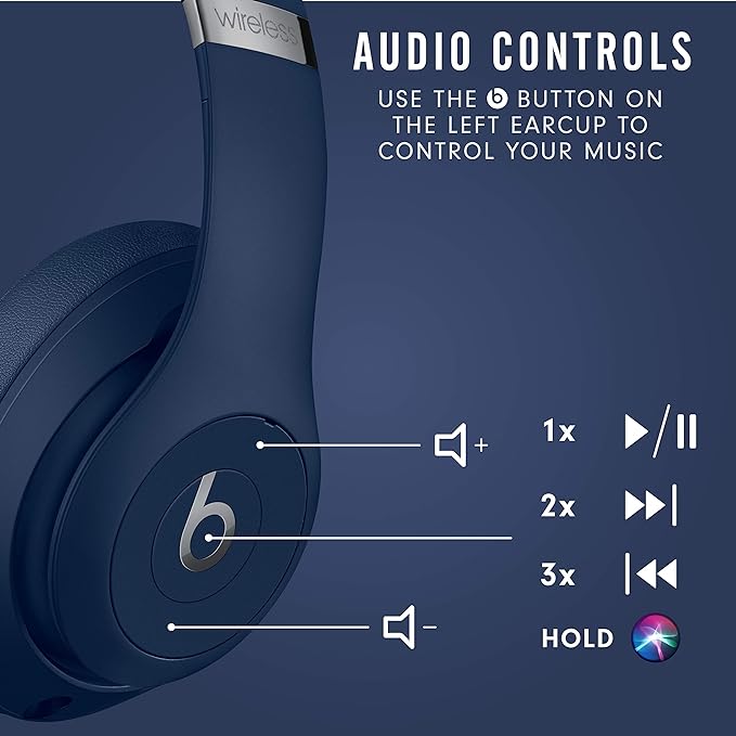 Beats Studio 3 Wireless Noise Cancelling Over-Ear Headphones in Blue