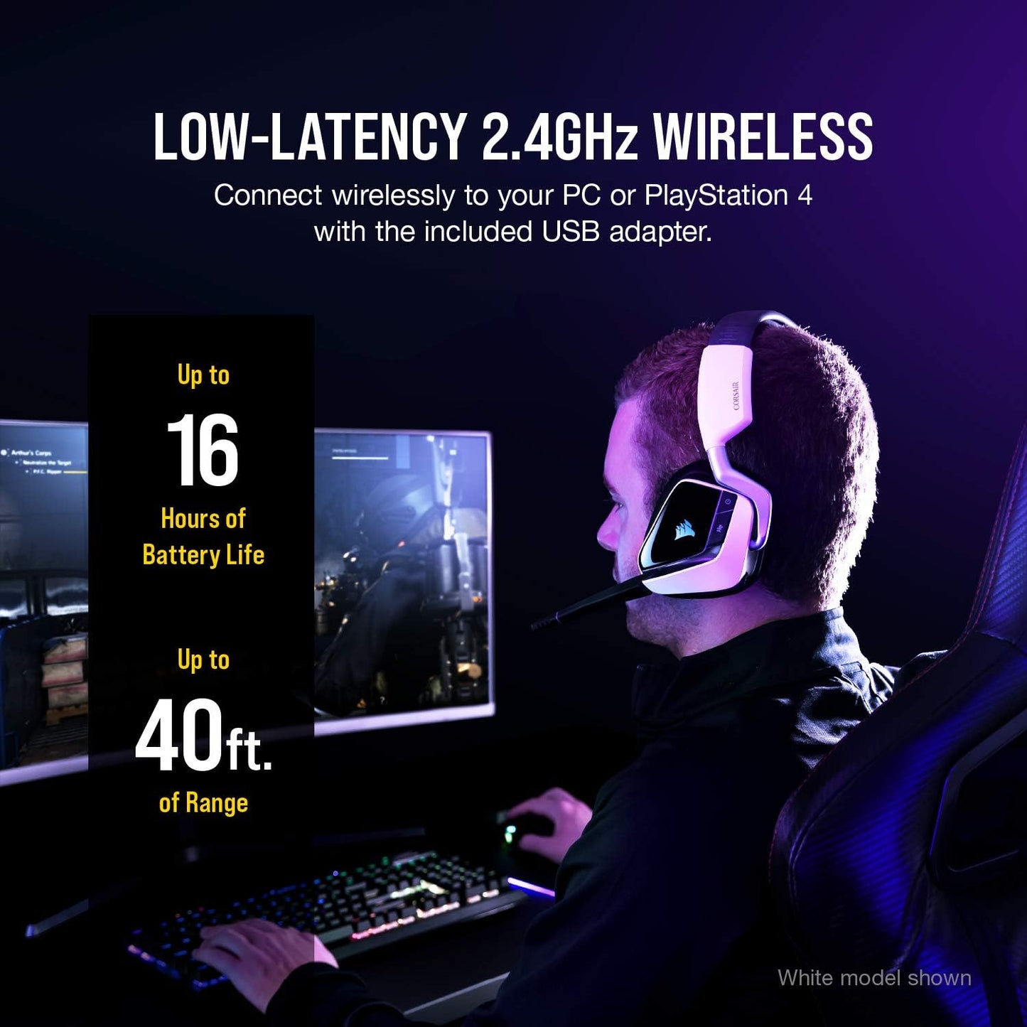 Corsair VOID RGB Elite Wireless Premium Gaming Headset with 7.1 Surround Sound, Carbon