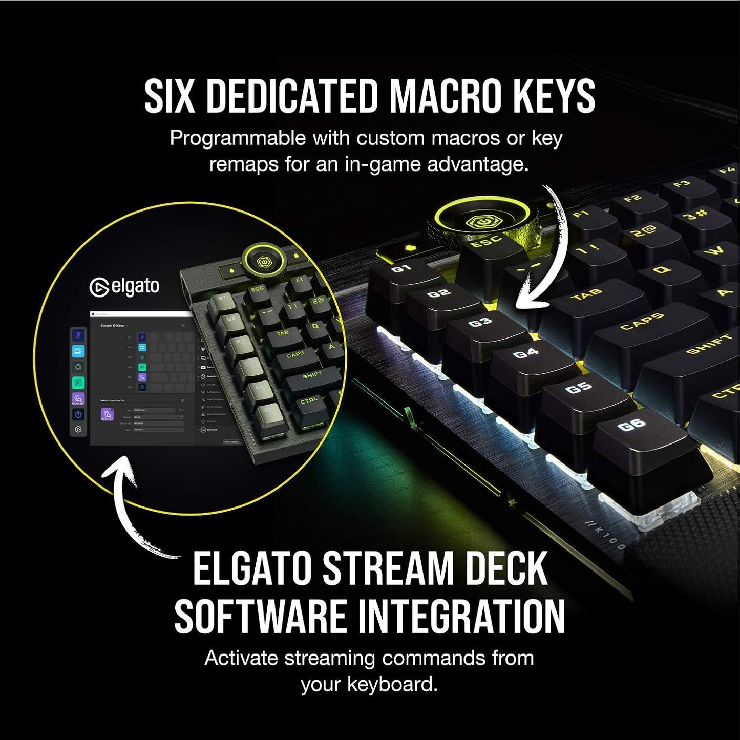 Corsair K100 RGB Optical-Mechanical Gaming Keyboard - Corsair OPX RGB Keyswitches - AXON Hyper-Processing Technology for 4X Faster Throughput - 44-Zone RGB LightEdge
