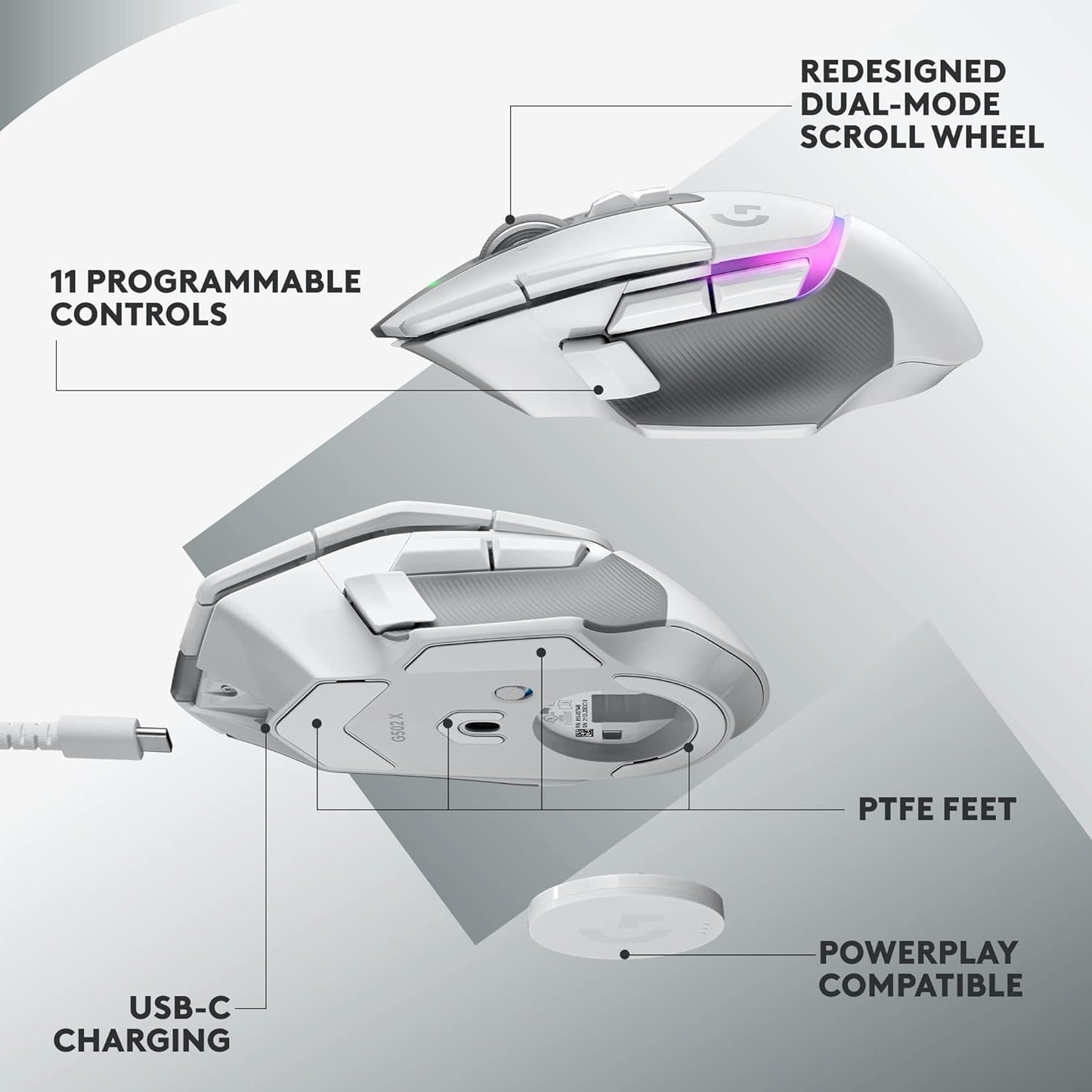 Logitech G502 X Plus Lightspeed Wireless Optical Mouse - White
