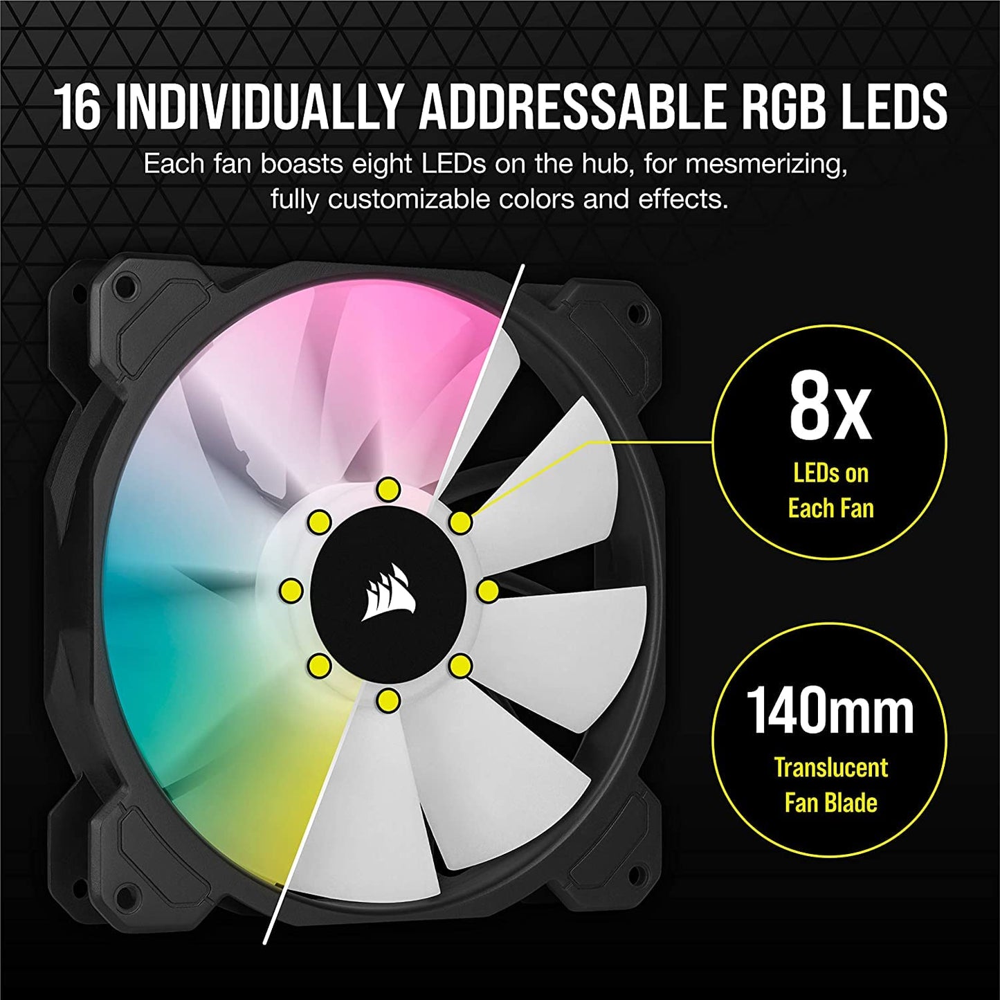 CORSAIR iCUE SP140 RGB Elite Performance 140mm PWM Dual Fan Kit- Black