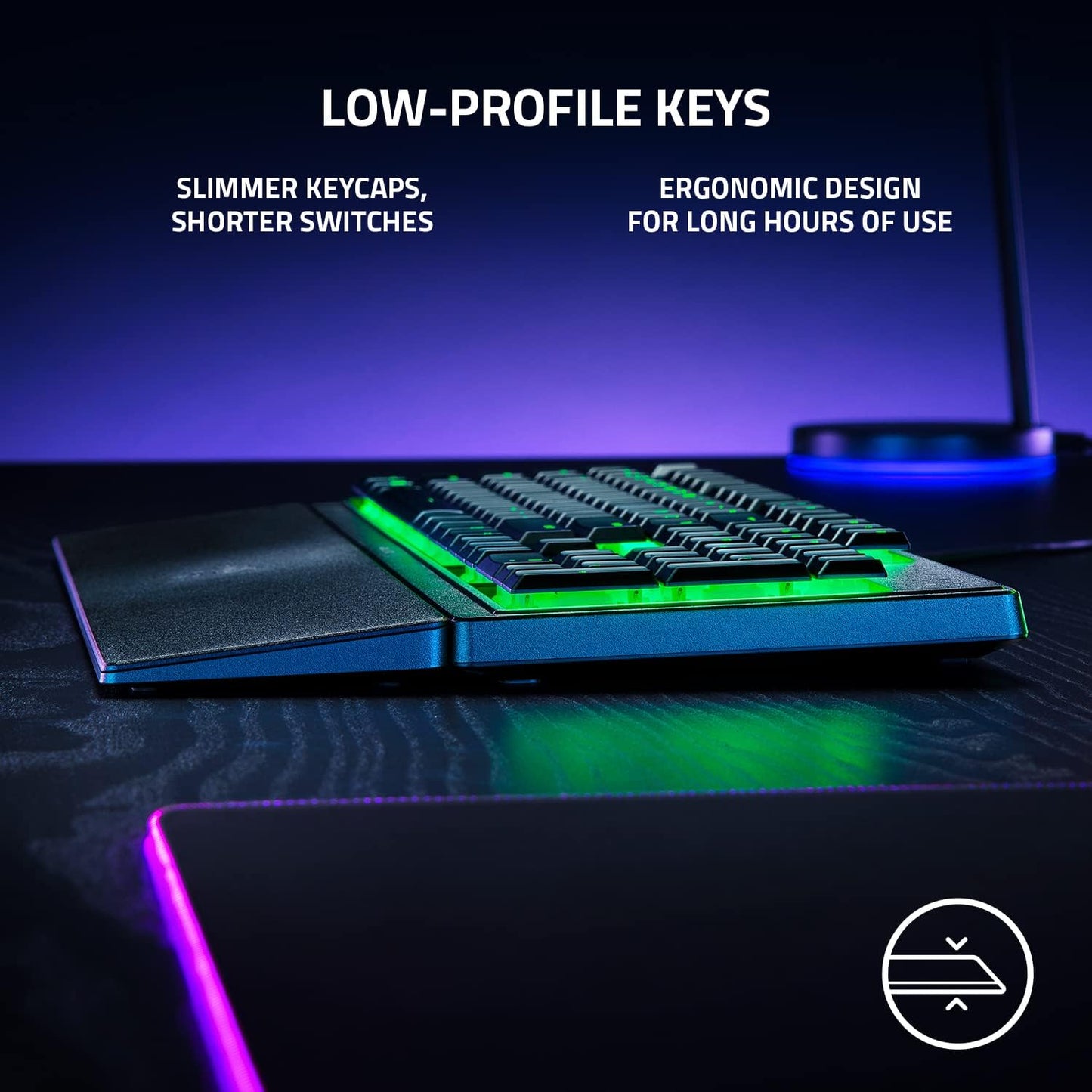 Razer Ornata V3 X Gaming Keyboard: Low-Profile Keys - Silent Membrane Switches - Spill Resistant - Chroma RGB Lighting - Ergonomic Wrist Rest - Classic Black