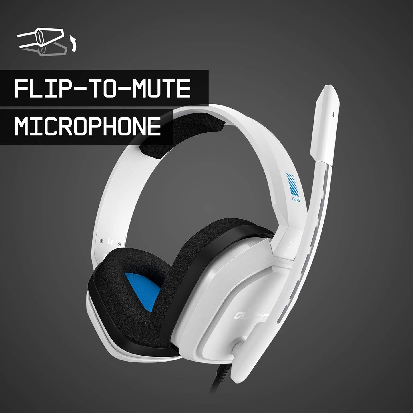 ASTRO Gaming A10 Wired Gaming Headset, Lightweight and Damage Resistant, ASTRO Audio, 3.5 mm Audio Jack, for Xbox Series X|S, Xbox One, PS5, PS4, Nintendo Switch, PC, Mac- White/Blue