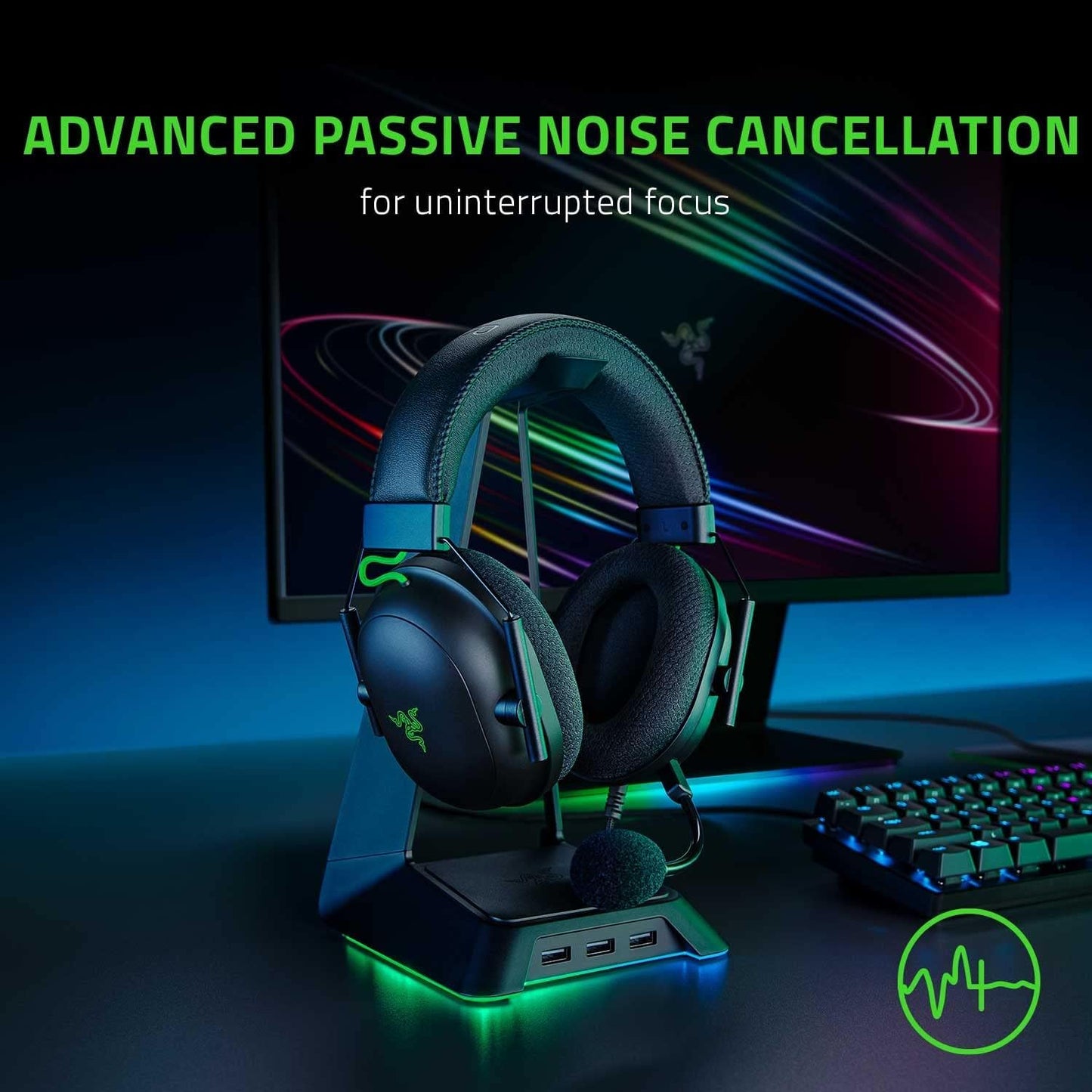 Razer BlackShark V2 Gaming Headset: THX 7.1 Spatial Surround Sound - 50mm Drivers - Detachable Mic - for PC, PS4, PS5, Switch, Xbox One, Xbox Series X|S - 3.5mm Audio Jack & USB DAC - Black