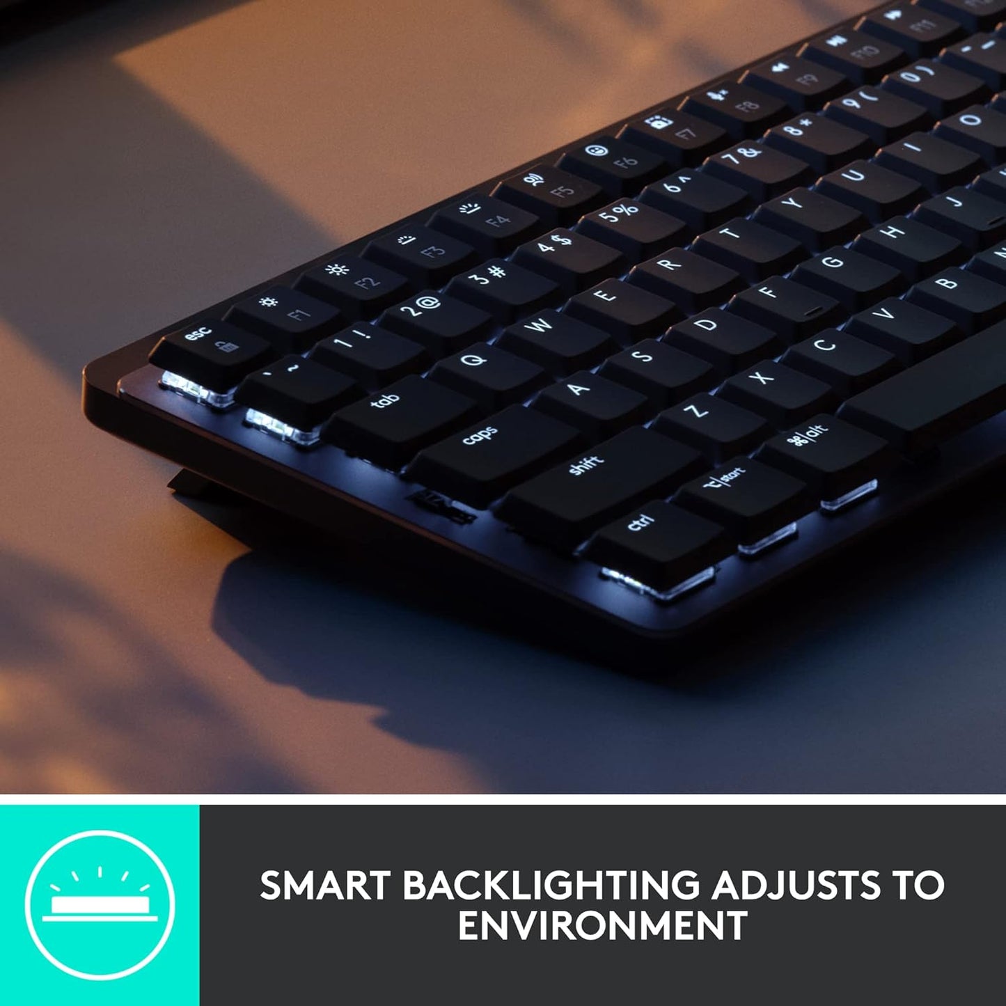 Logitech MX Mechanical Mini Wireless Illuminated Keyboard, Clicky Switches, Backlit, Bluetooth, USB-C, macOS, Windows, Linux, iOS, Android, Metal
