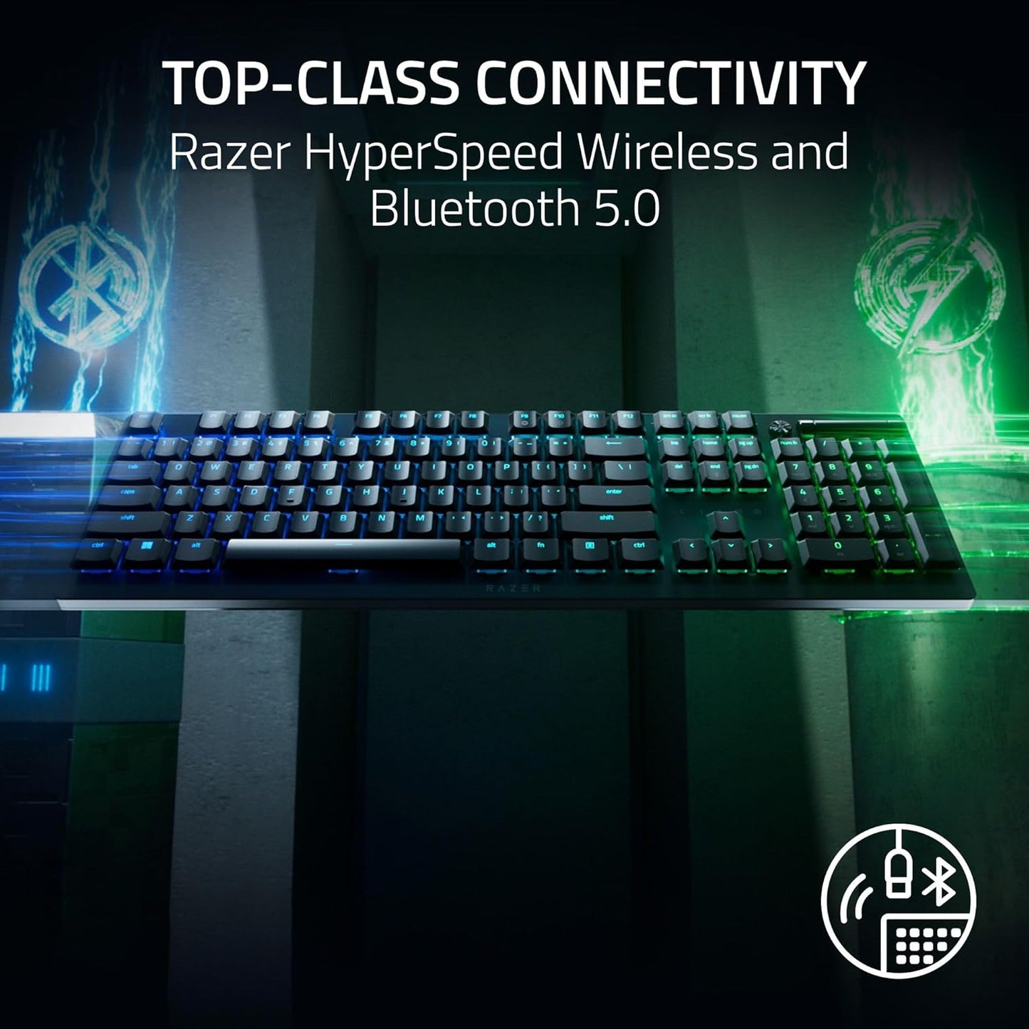 Razer DeathStalker V2 Pro Wireless Gaming Keyboard: Low-Profile Optical Switches - Linear Red - Hyperspeed Wireless & Bluetooth 5.0-40 Hr Battery - Ultra-Durable Coated Keycaps - Chroma RGB