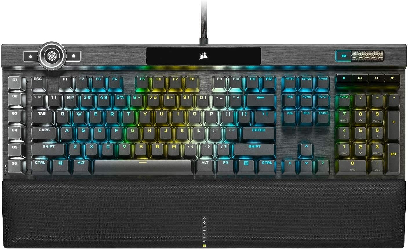 Corsair K100 RGB Optical-Mechanical Gaming Keyboard - Corsair OPX RGB Keyswitches - AXON Hyper-Processing Technology for 4X Faster Throughput - 44-Zone RGB LightEdge
