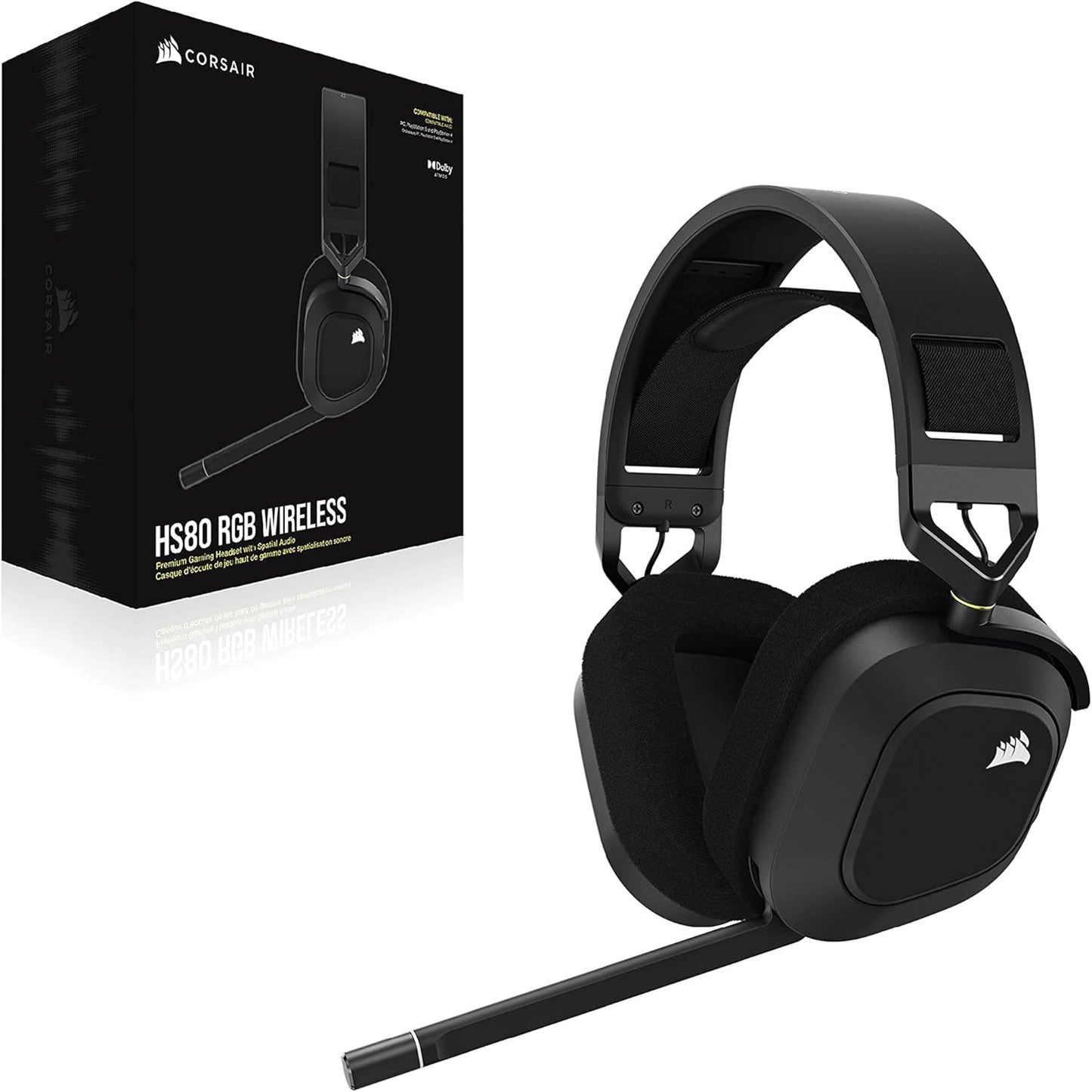 CORSAIR HS80 RGB Wireless Premium Gaming Headset- Carbon