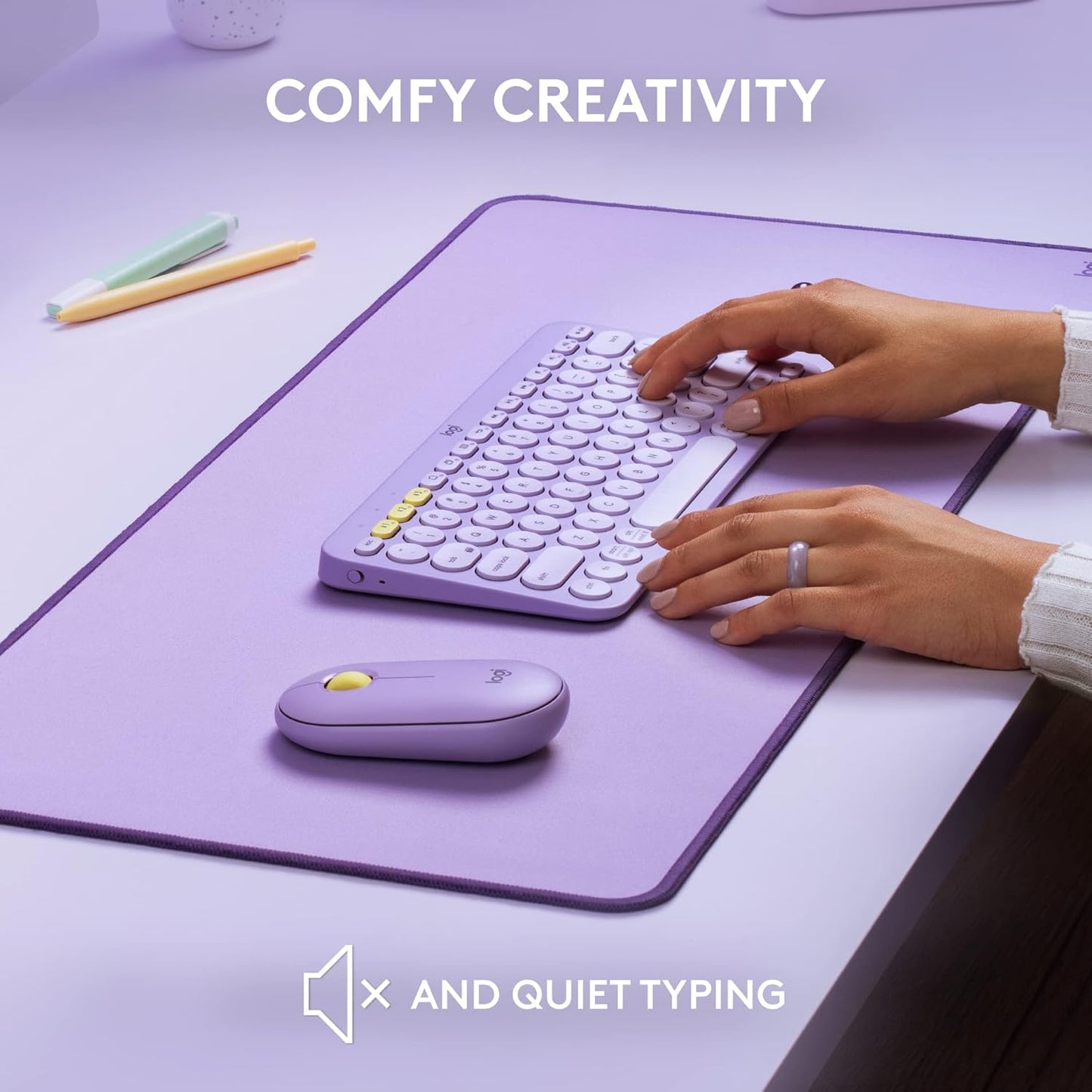Logitech K380 Multi-Device Bluetooth Wireless Keyboard - Lavender Lemonade