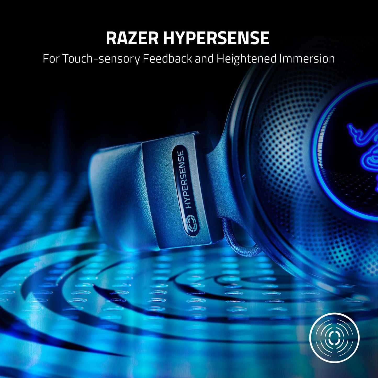 Razer Kraken V3 HyperSense Wired USB Gaming Headset w/Haptic Technology: Triforce Titanium 50mm Drivers - THX Spatial Audio - Hybrid Fabric & Leatherette Memory Foam Cushions - Detachable Mi