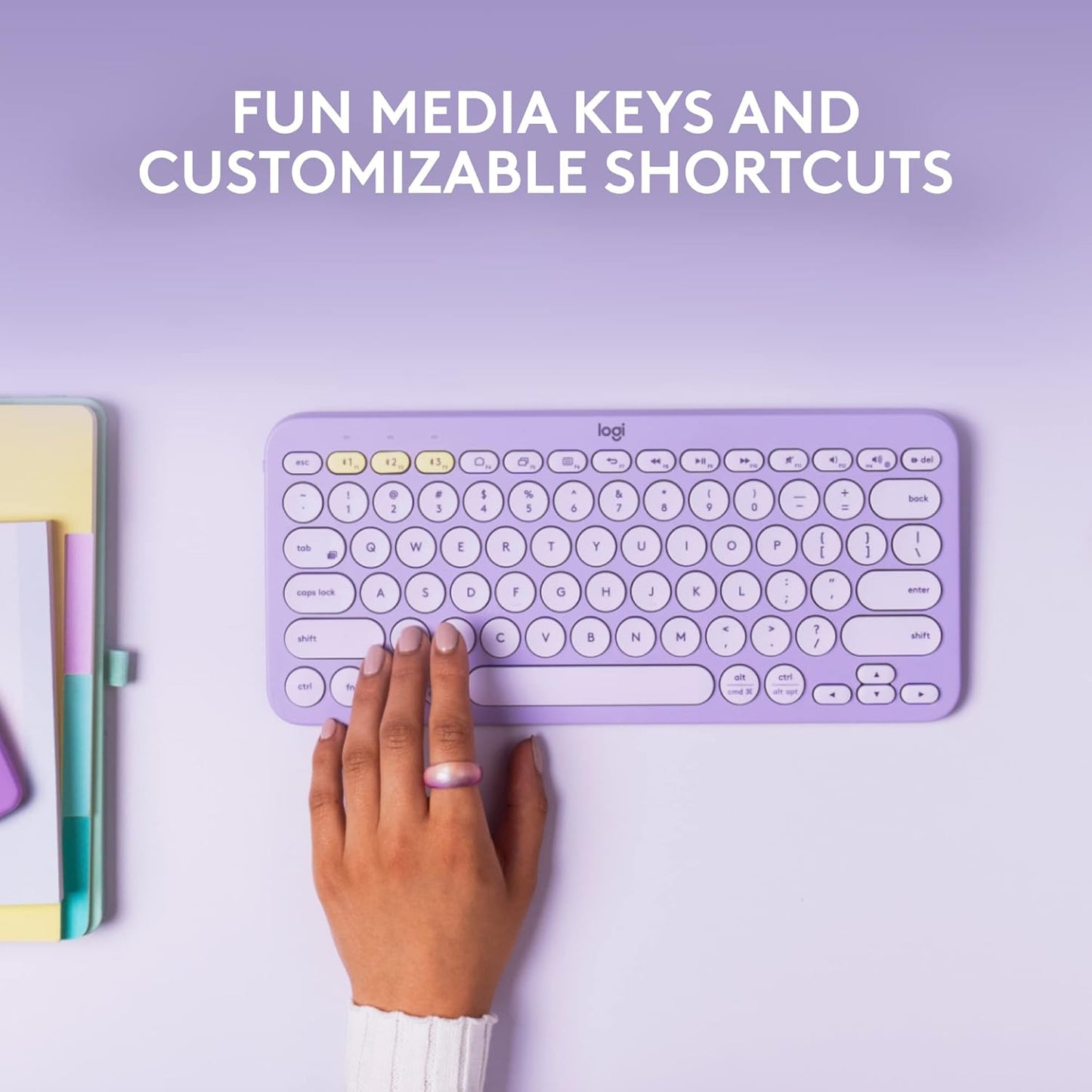 Logitech K380 Multi-Device Bluetooth Wireless Keyboard - Lavender Lemonade