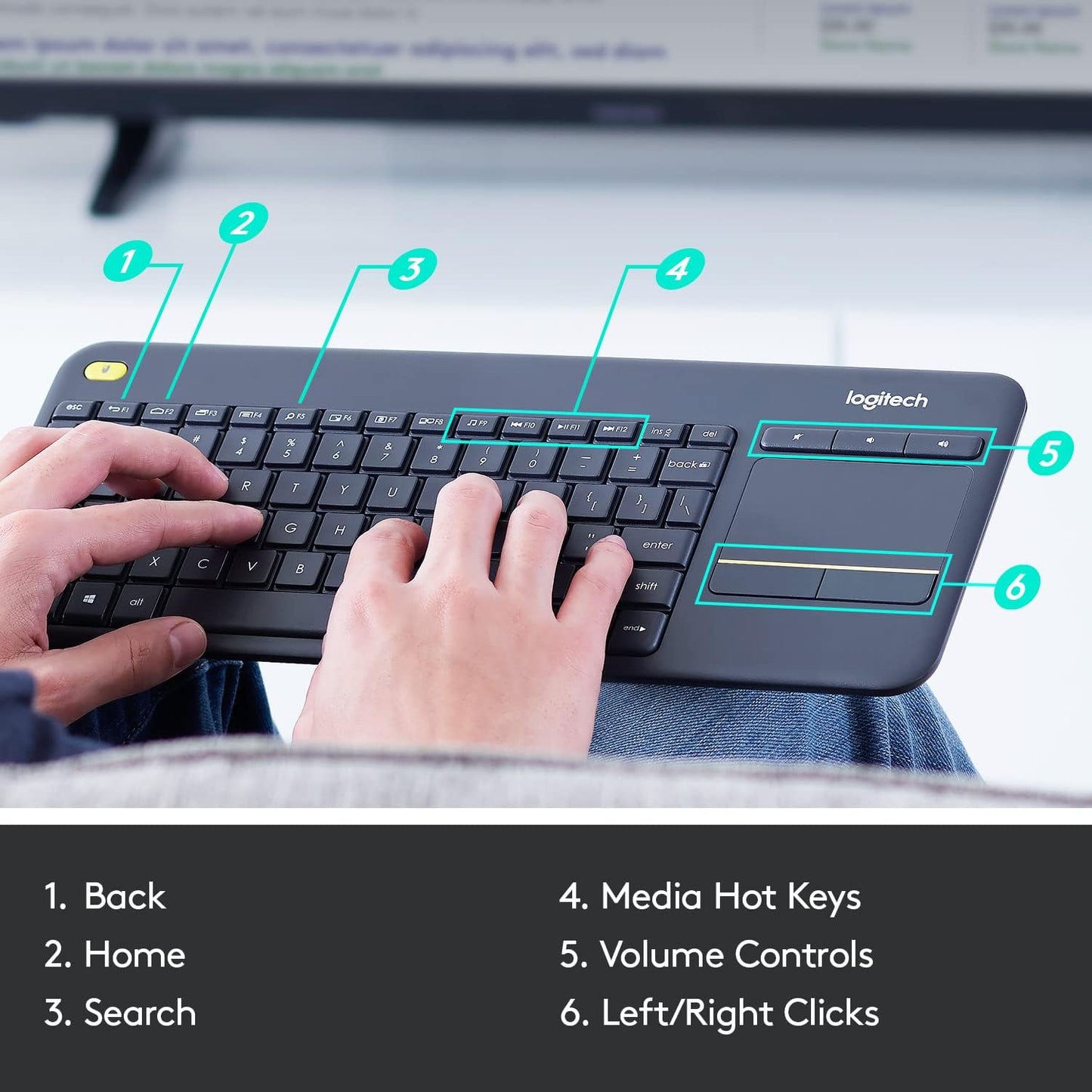 Logitech K400 Plus Keyboard - Black