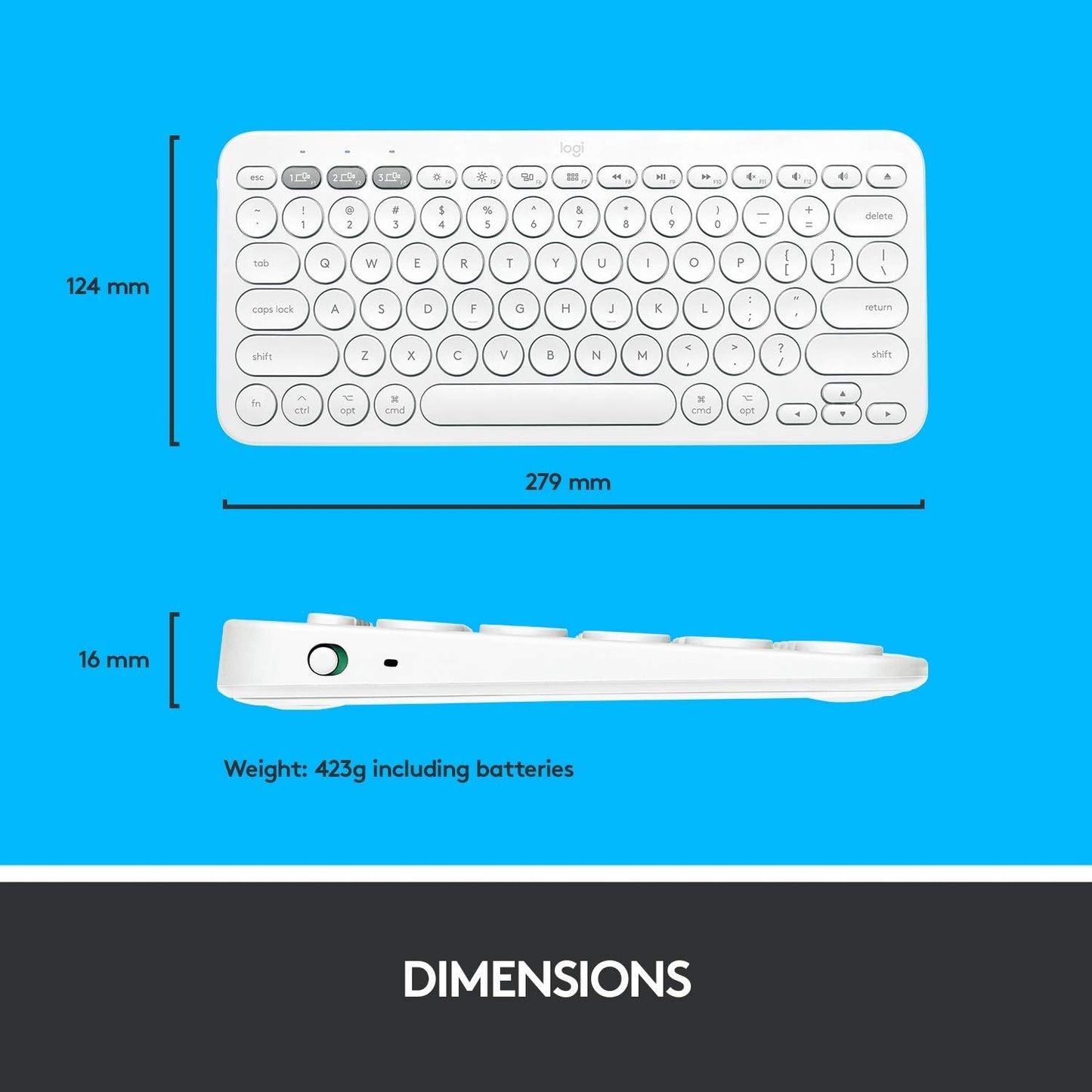 Logitech K380 Multi-Device Wireless Bluetooth Keyboard for Mac - Off White