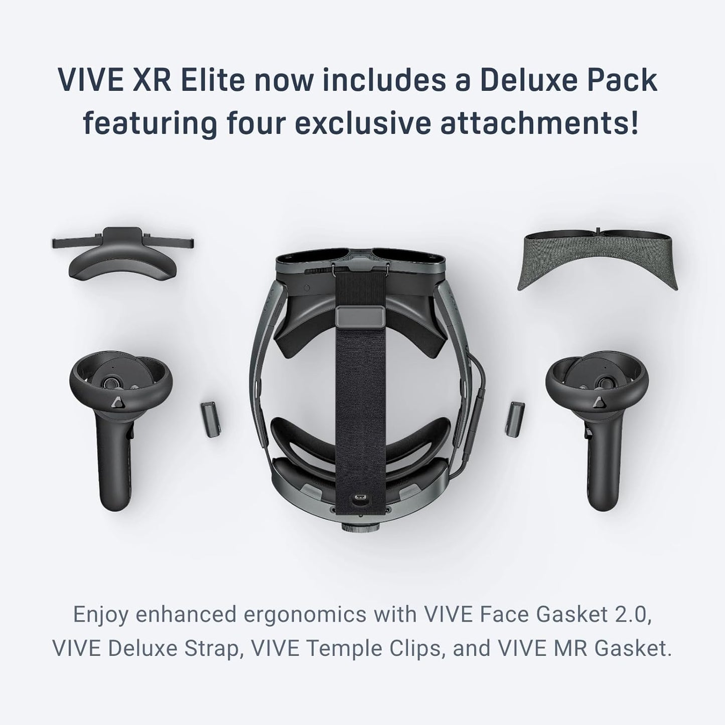 HTC Vive XR Elite with Deluxe Pack — Mixed Reality and PC VR Headset + Controllers