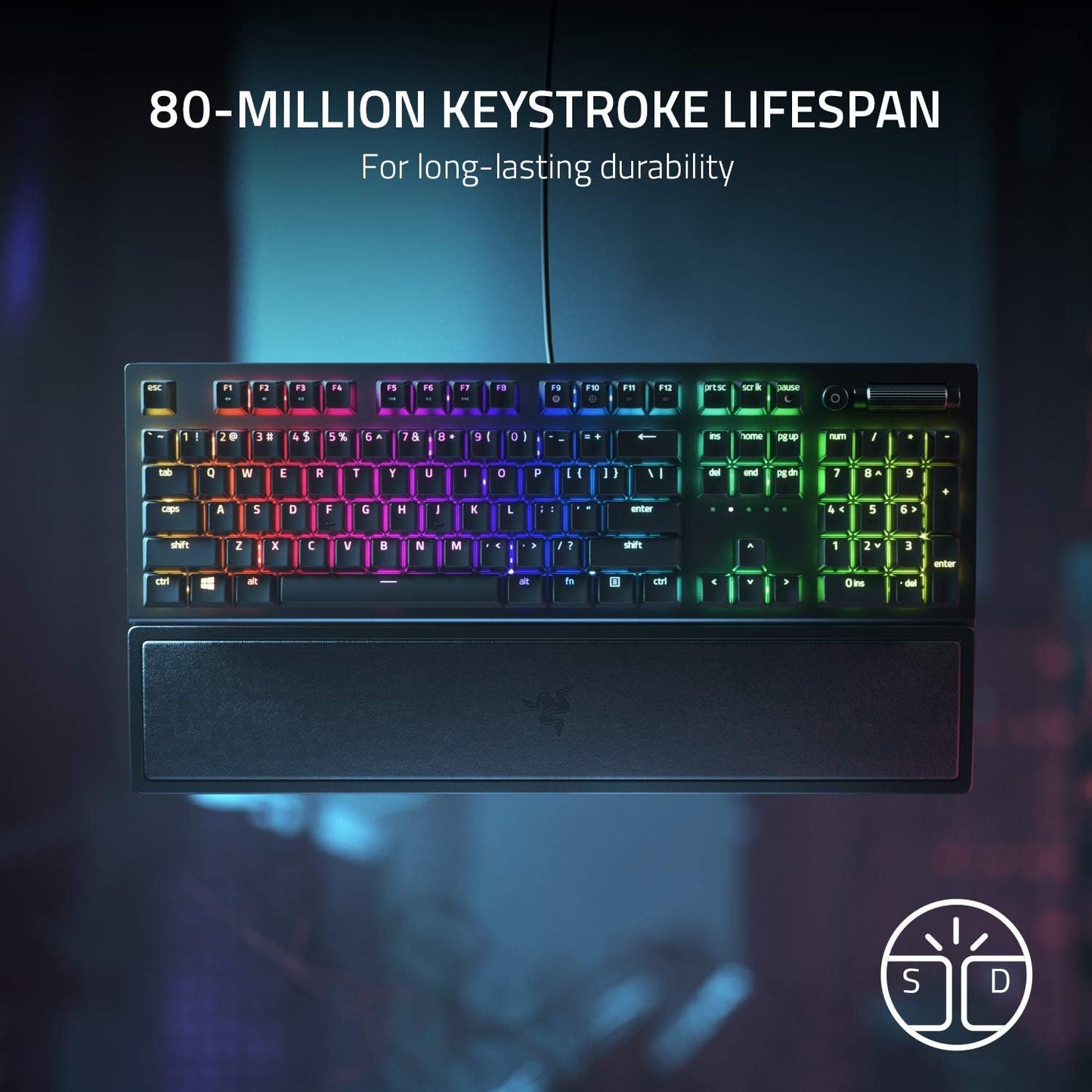 Razer BlackWidow V3 Mechanical Gaming Keyboard: Green Mechanical Switches Tactile & Clicky - Chroma RGB - Compact Form Factor - Programmable Macros - Snap Tap