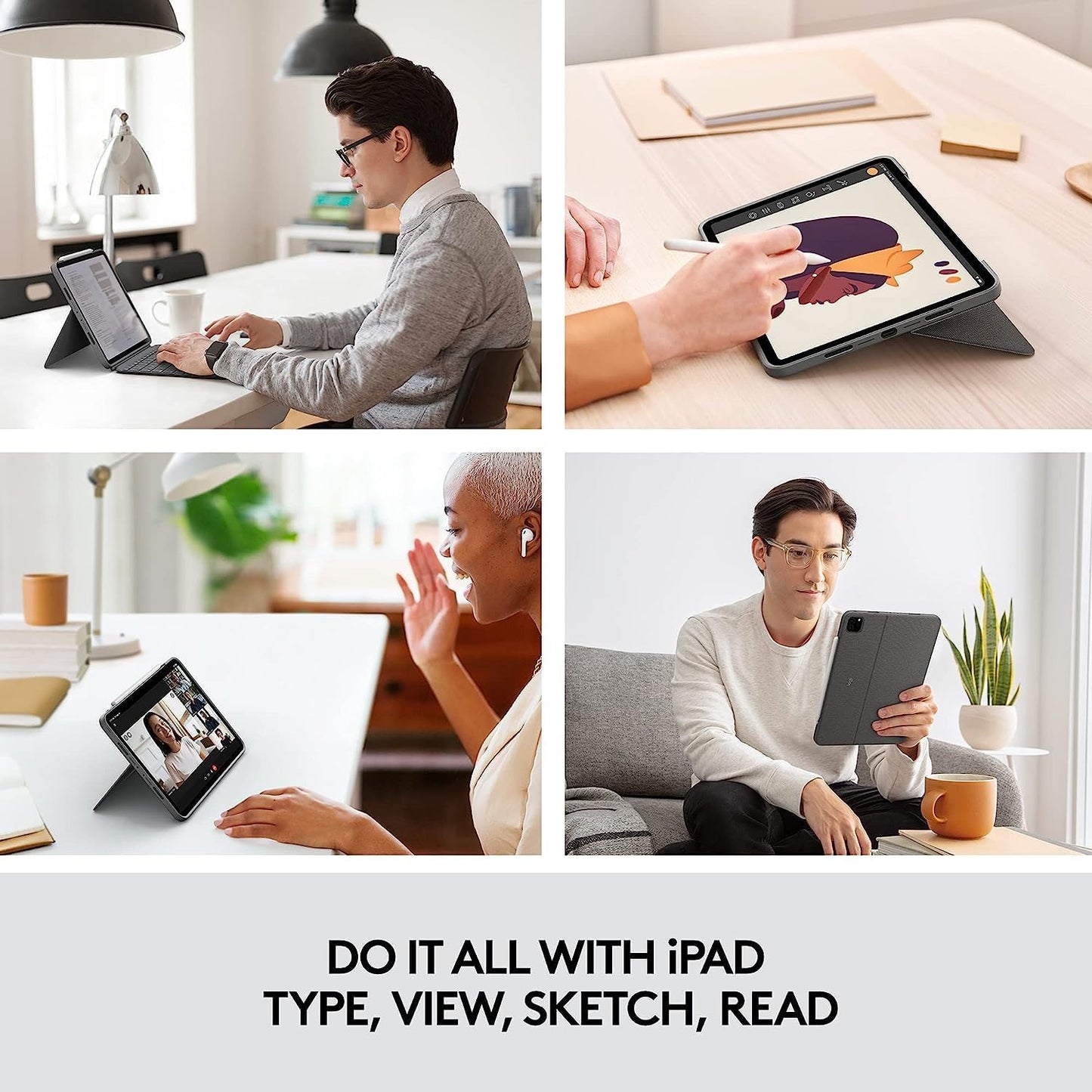 Logitech Combo Touch iPad Pro 11-inch Keyboard Case -Oxford Gray