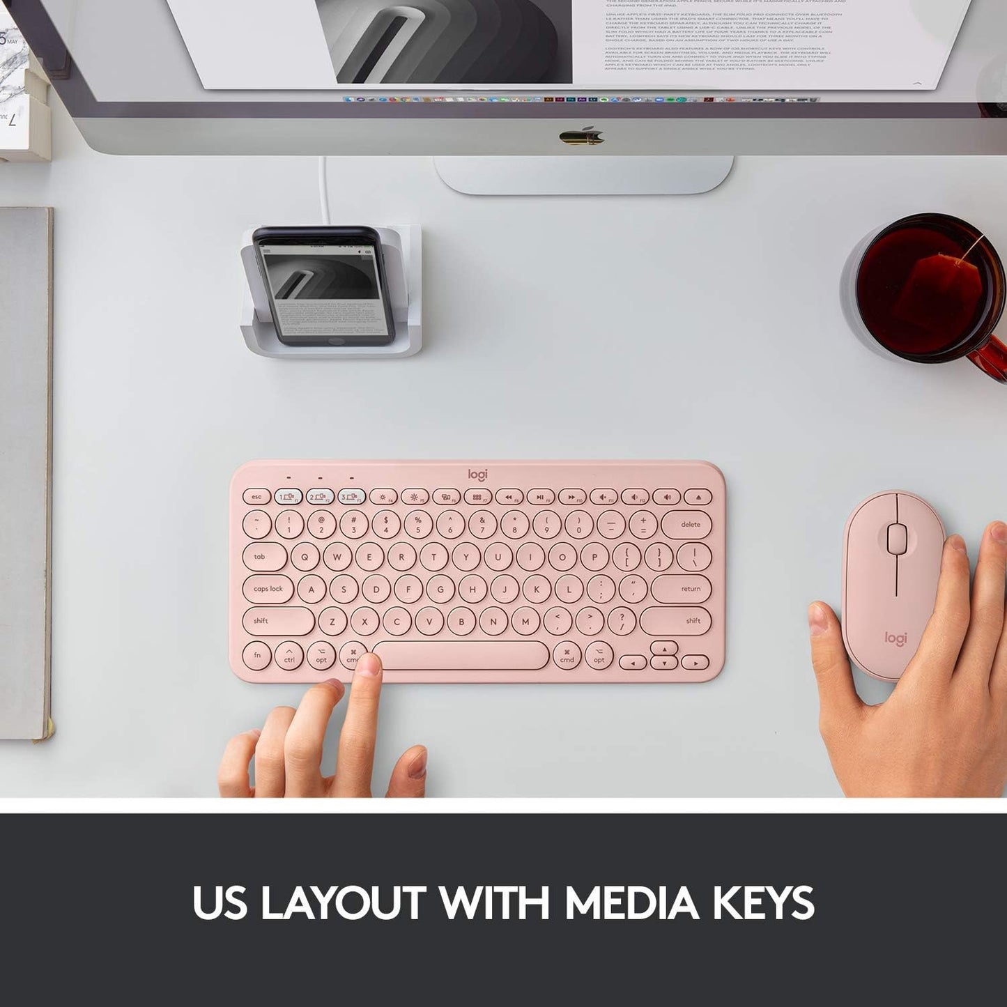 Logitech K380 Wireless Bluetooth Keyboard in Rose