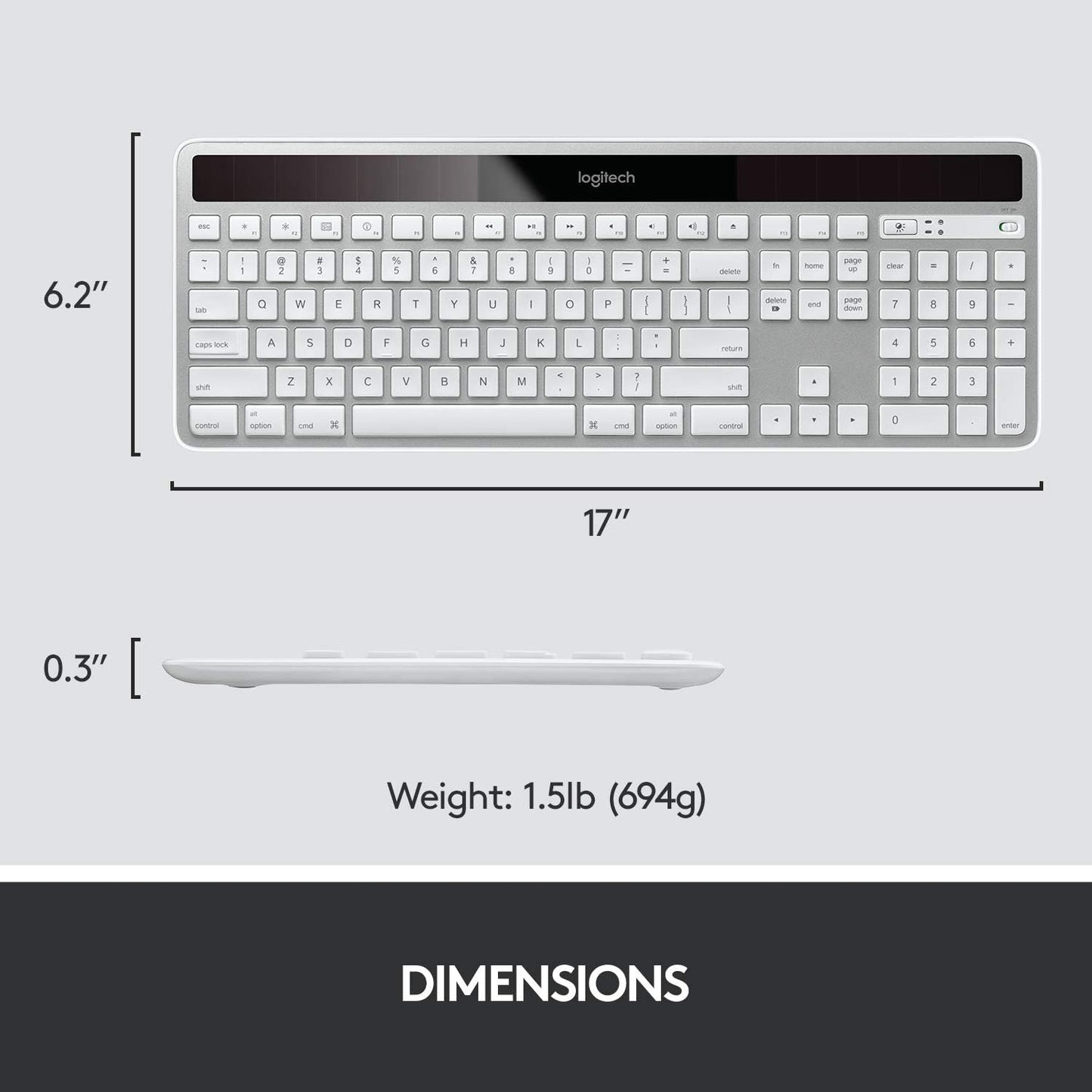 Logitech K750 Wireless Keyboard- Silver