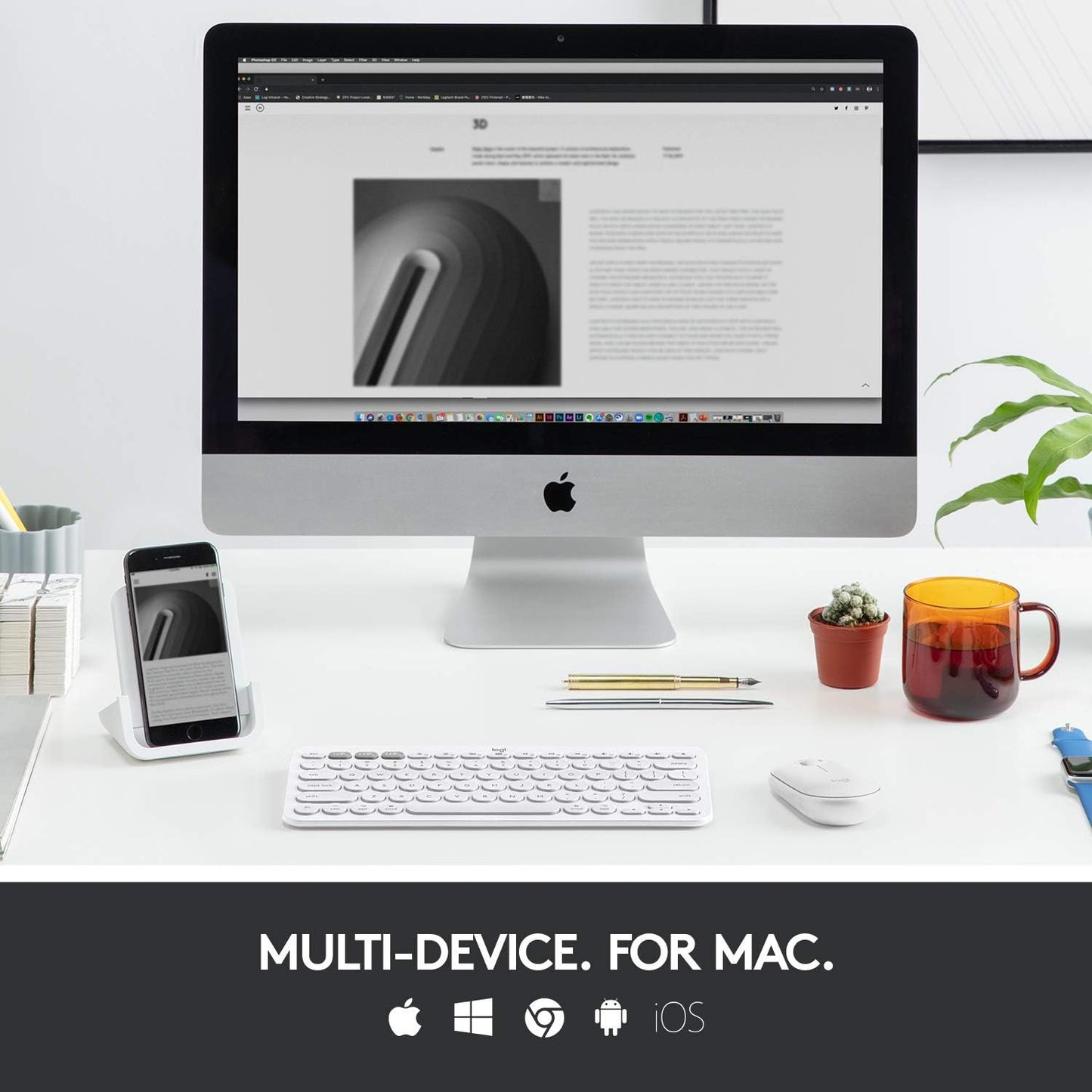 Logitech K380 Multi-Device Wireless Bluetooth Keyboard for Mac - Off White