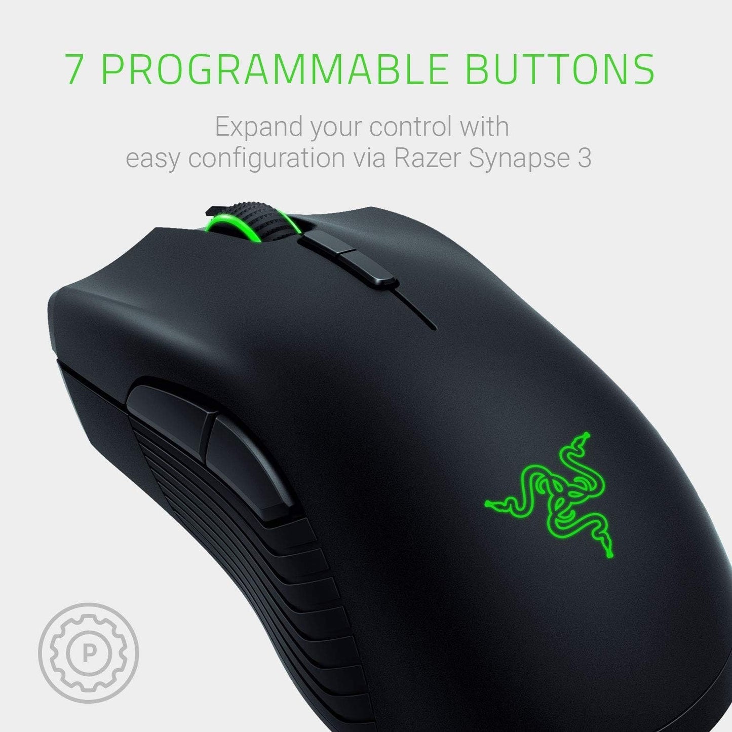 RAZER Mamba Wireless 2018. True 16,000 DPS 5G Optical Sensor, Wired-Wireless Capability (50 Hour Battery Life), Powered by RAZER Chroma, Ergonomic Gaming Mouse