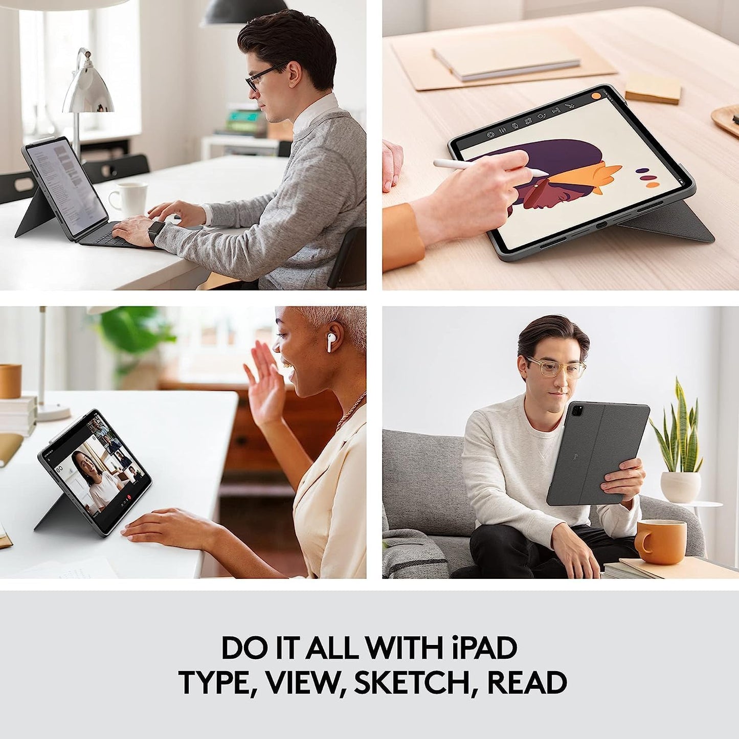 Logitech Combo Touch iPad Pro 12.9-inch Keyboard Case - Oxford Gray