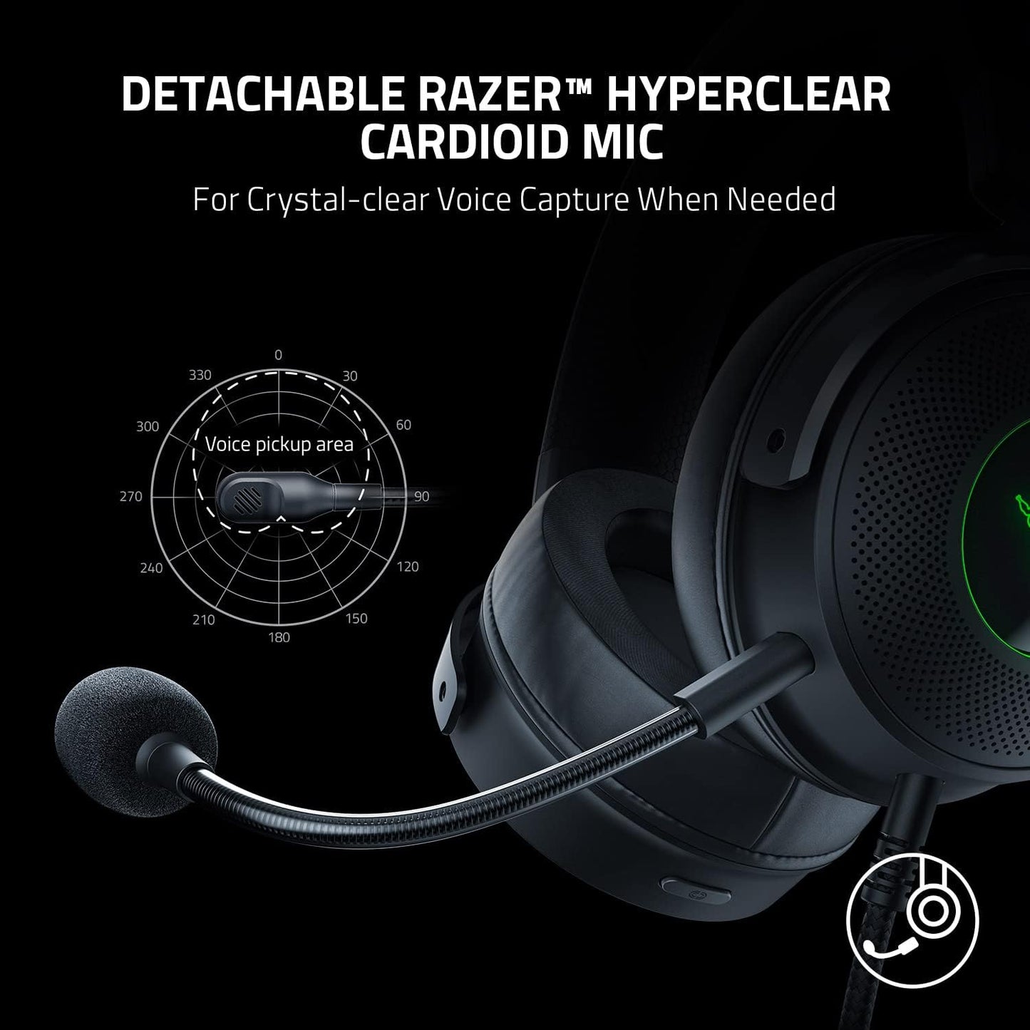 Razer Kraken V3 HyperSense Wired USB Gaming Headset w/Haptic Technology: Triforce Titanium 50mm Drivers - THX Spatial Audio - Hybrid Fabric & Leatherette Memory Foam Cushions - Detachable Mi