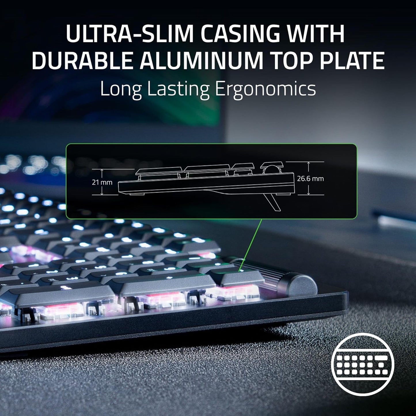 Razer DeathStalker V2 Pro Wireless Gaming Keyboard: Low-Profile Optical Switches - Linear Red - Hyperspeed Wireless & Bluetooth 5.0-40 Hr Battery - Ultra-Durable Coated Keycaps - Chroma RGB