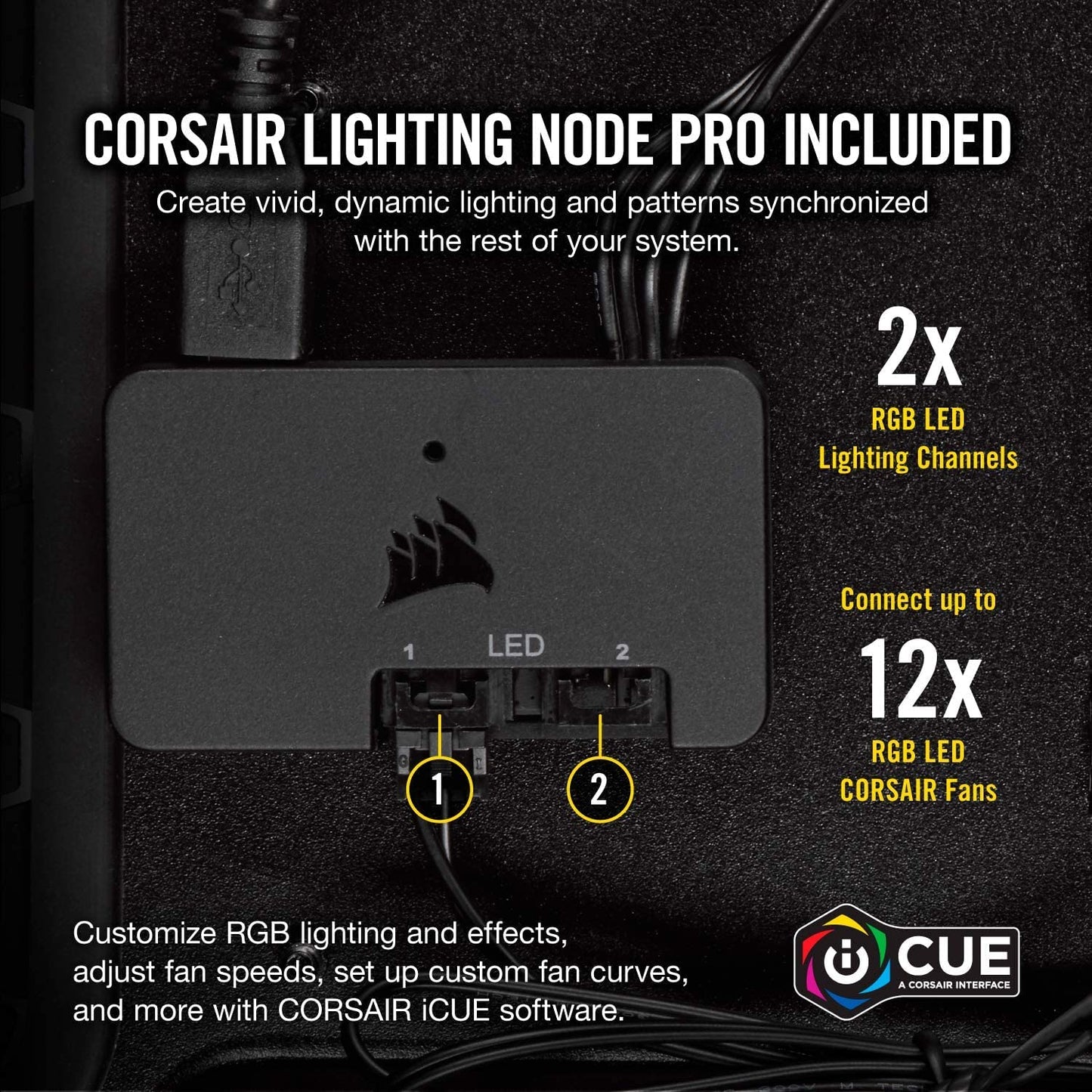 Corsair LL Series LL120 Black RGB 120mm Dual Light Loop RGB LED PWM Fan 3 Fan Pack with Lighting Node Pro (CO-9050072-WW)