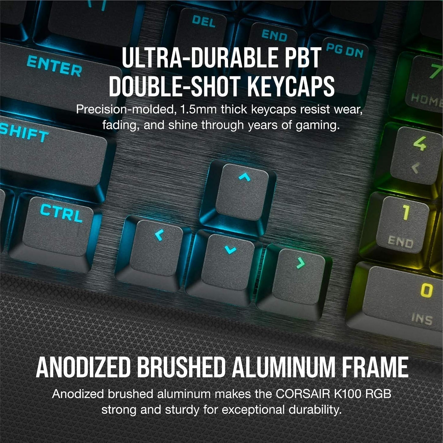 Corsair K100 RGB Optical-Mechanical Gaming Keyboard - Corsair OPX RGB Keyswitches - AXON Hyper-Processing Technology for 4X Faster Throughput - 44-Zone RGB LightEdge