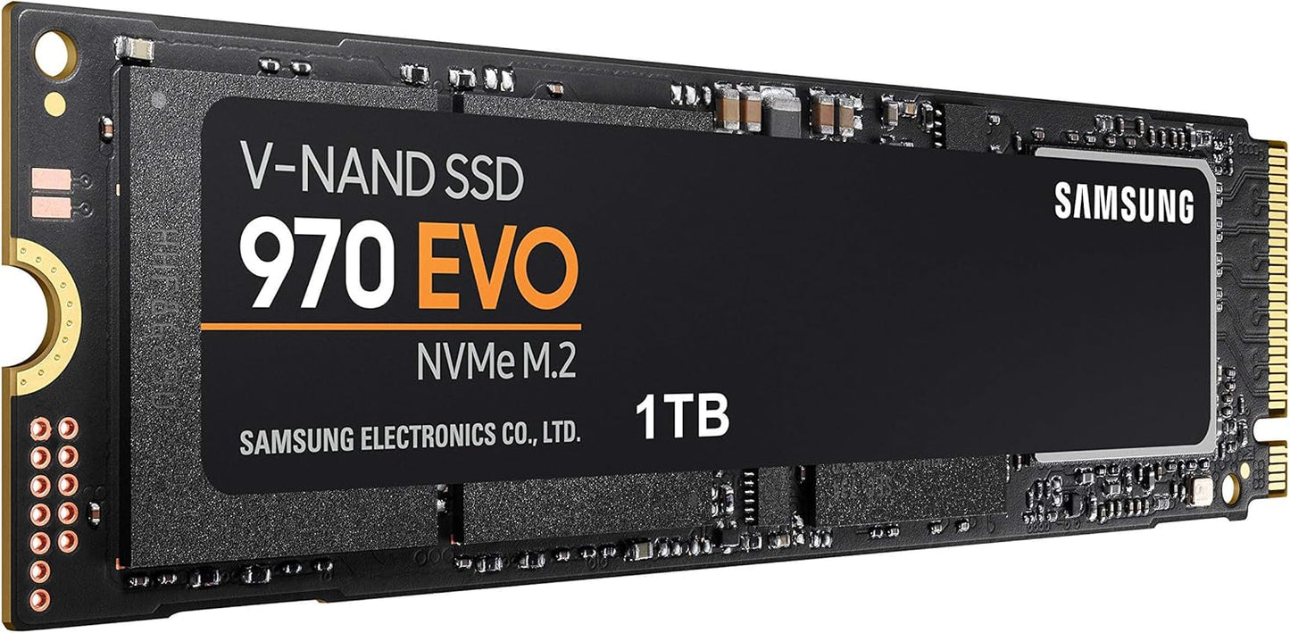 SAMSUNG 970 EVO SSD 1TB - M.2 NVMe Interface Internal Solid State Drive + 2mo Adobe CC Photography with V-NAND Technology (MZ-V7E1T0BW), Black/Red