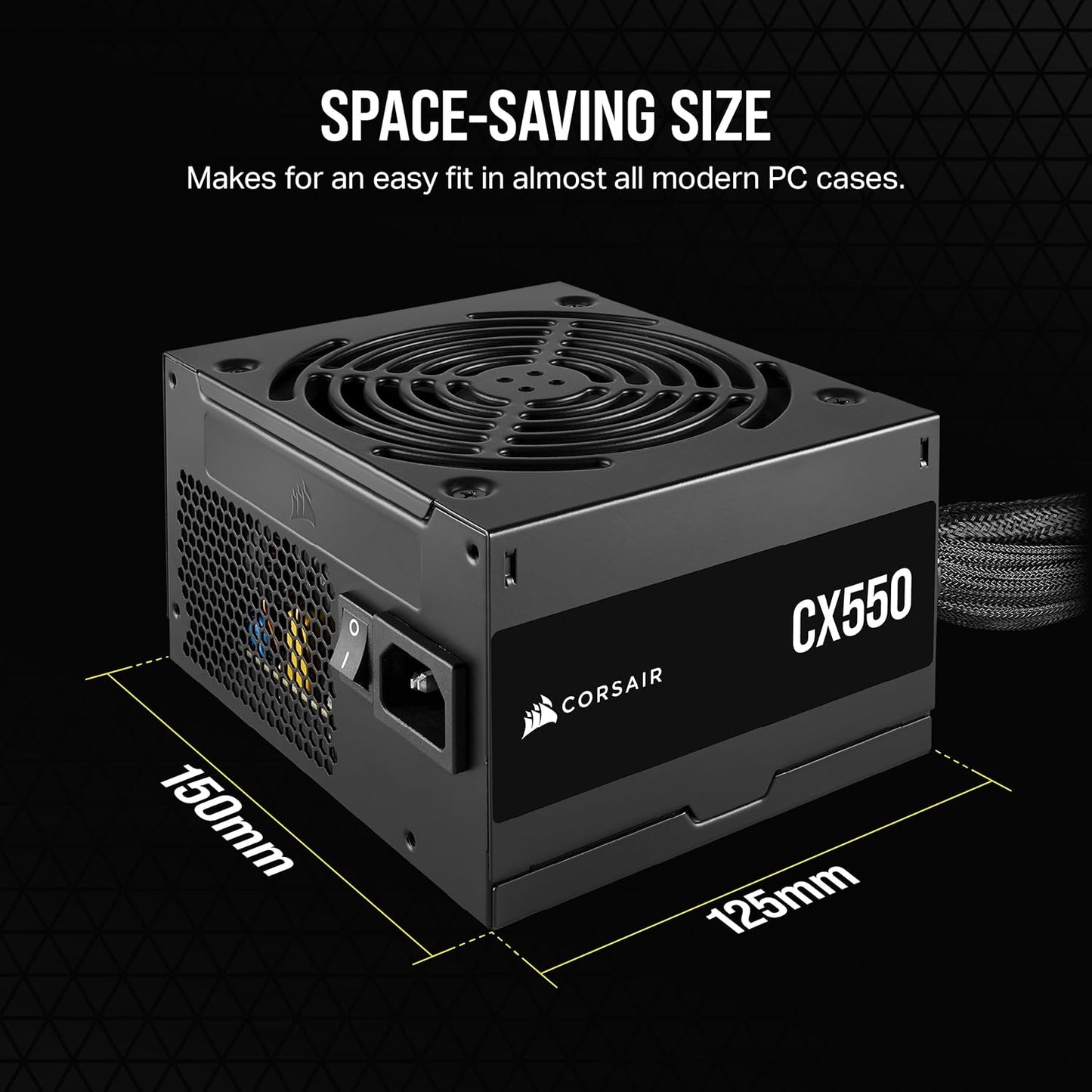 CORSAIR CX550 80 Plus Bronze Non Modular Low-Noise ATX 550 Watt Power Supply - NA - Black