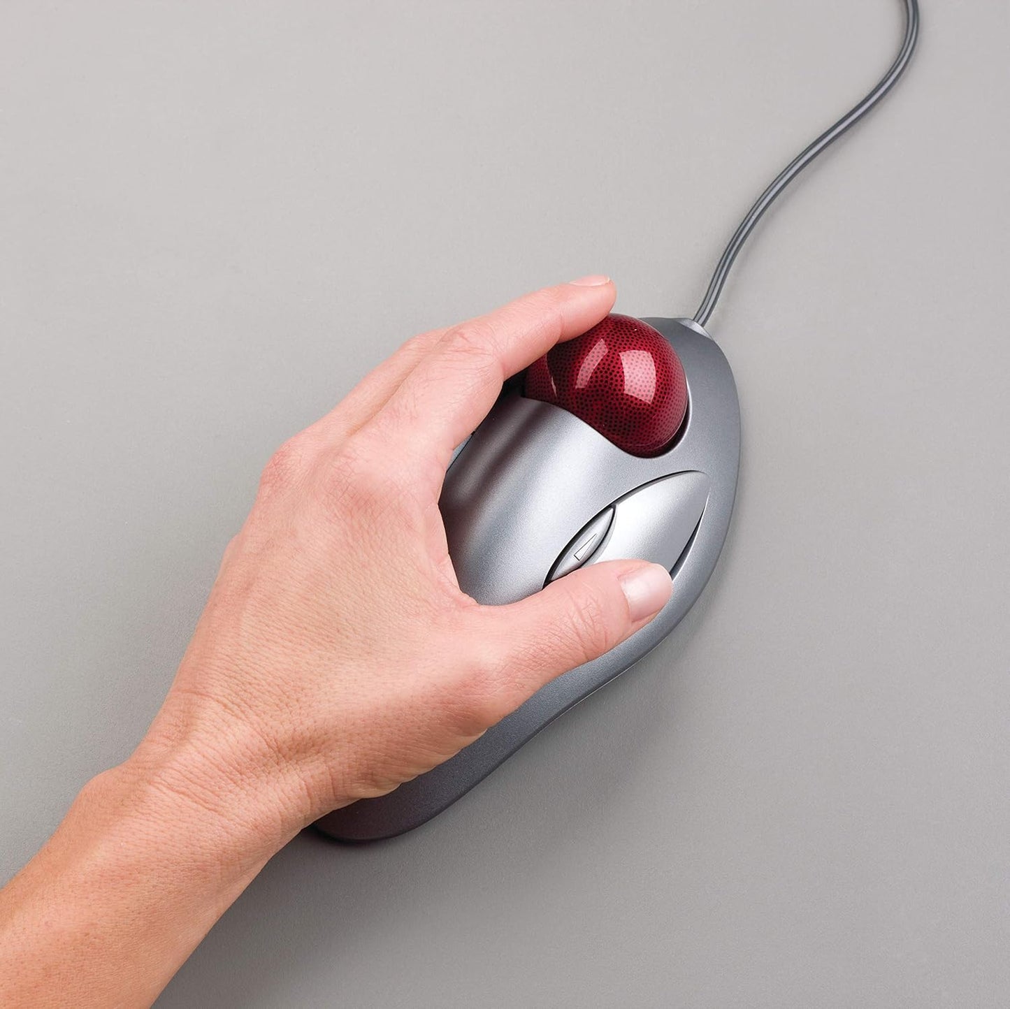 Logitech Trackman Marble Trackball – Wired USB Ergonomic Mouse for Computers, with 4 Programmable Buttons, Dark Gray