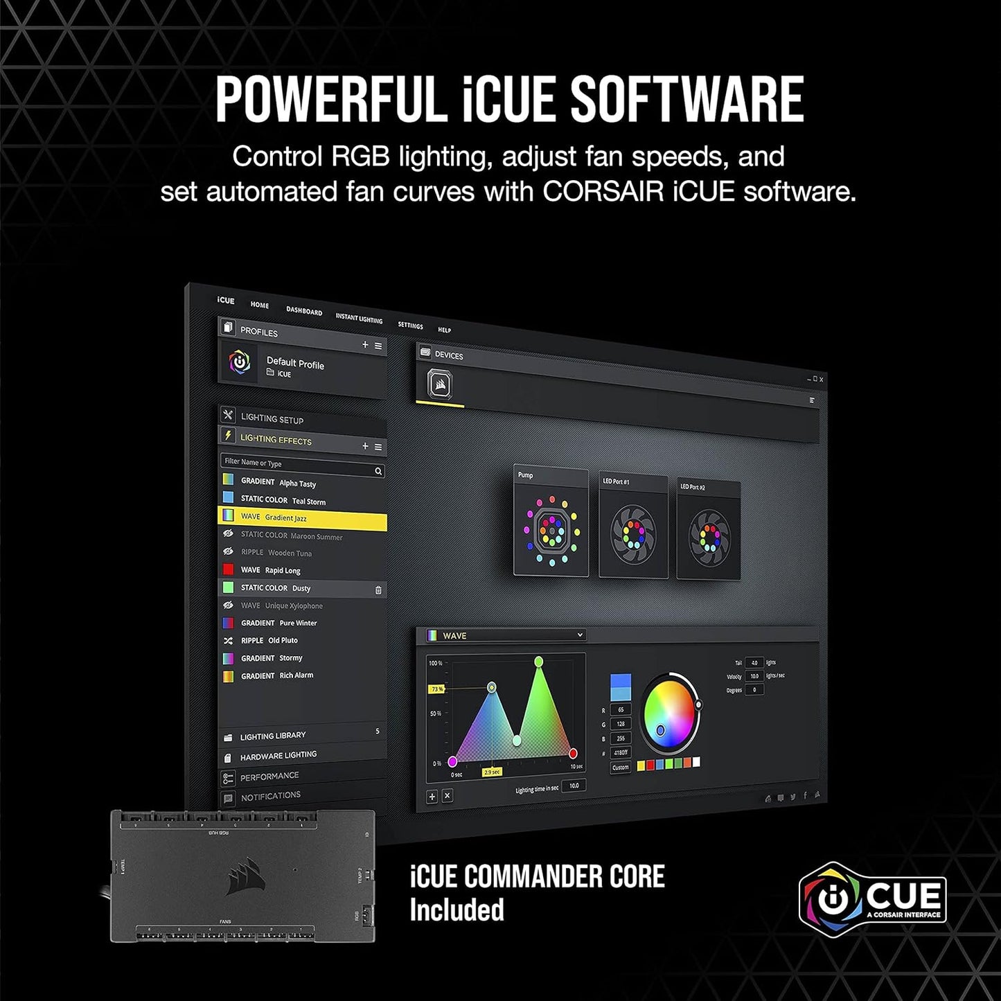H170i ELITE CAPELLIX Liquid CPU Cooler - 33 Dynamic RGB LEDs - 140mm Fans - 420mm Radiator - COMMANDER CORE Smart Lighting Controller - CORSAIR iCUE Software Compatible - Zero RPM Fan