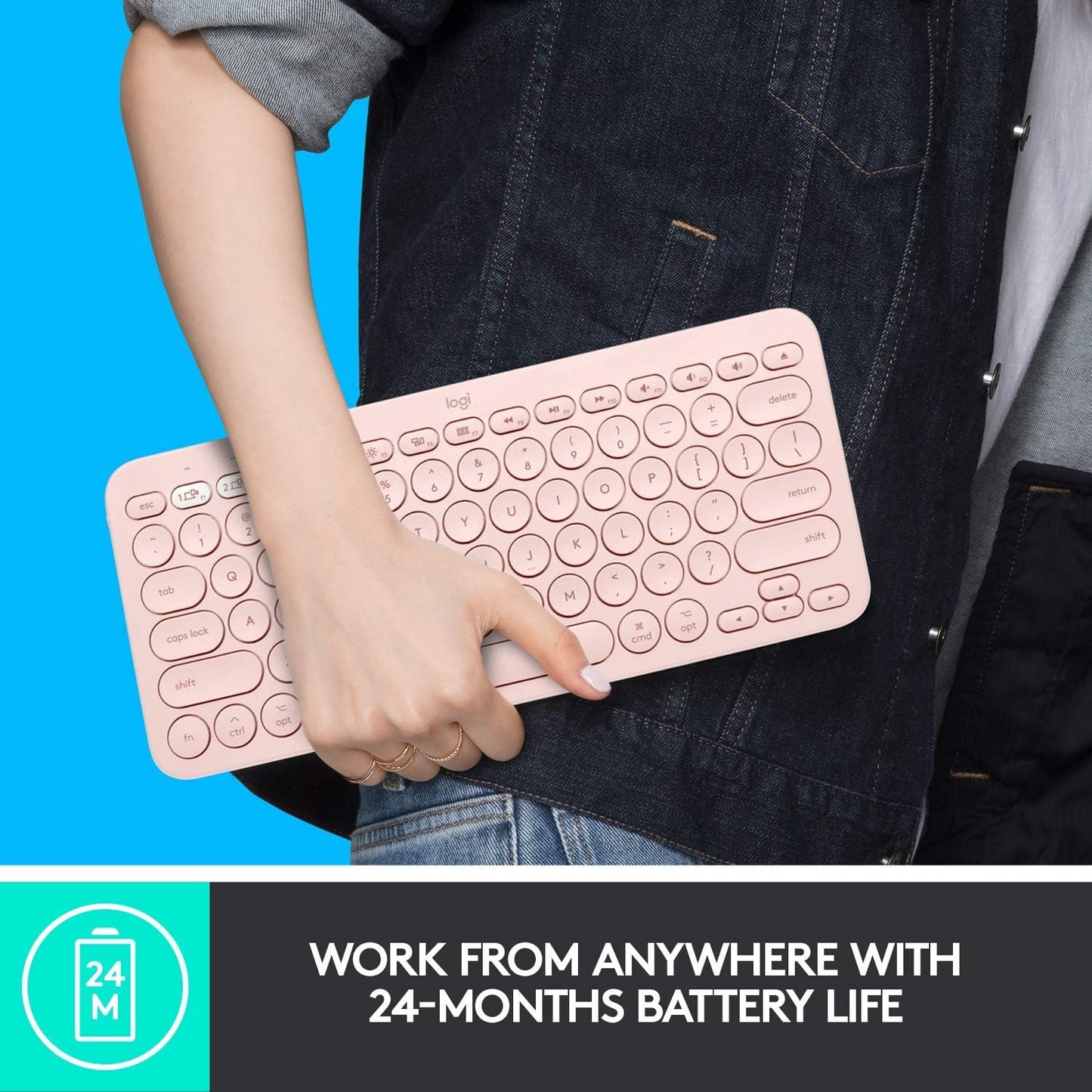 Logitech K380 Wireless Bluetooth Keyboard in Rose